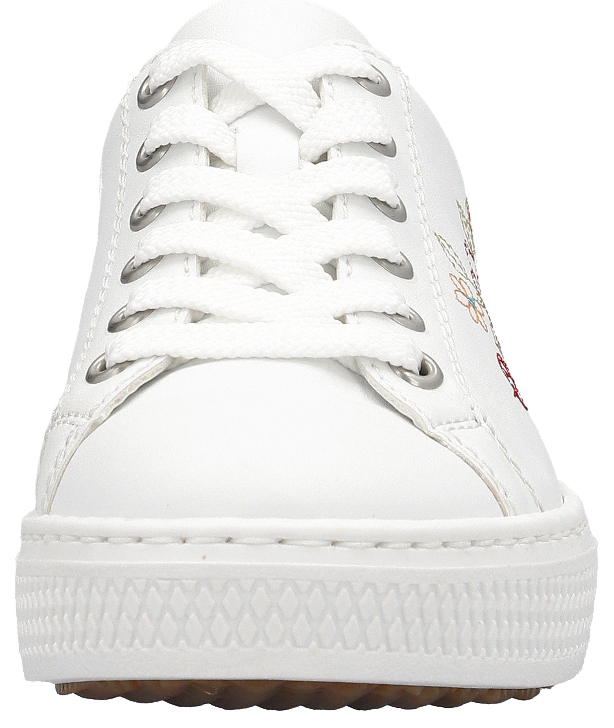 Rieker Sneakers met zijbloemborduurwerk, vrijetijdsschoen, lage schoen, veterschoen