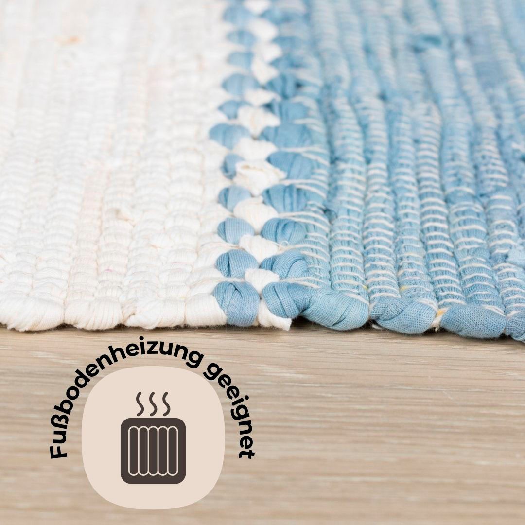 my home Vloerkleed Benja Handgeweven tapijt, gestreept, 90% katoen, handgeweven, met franjes