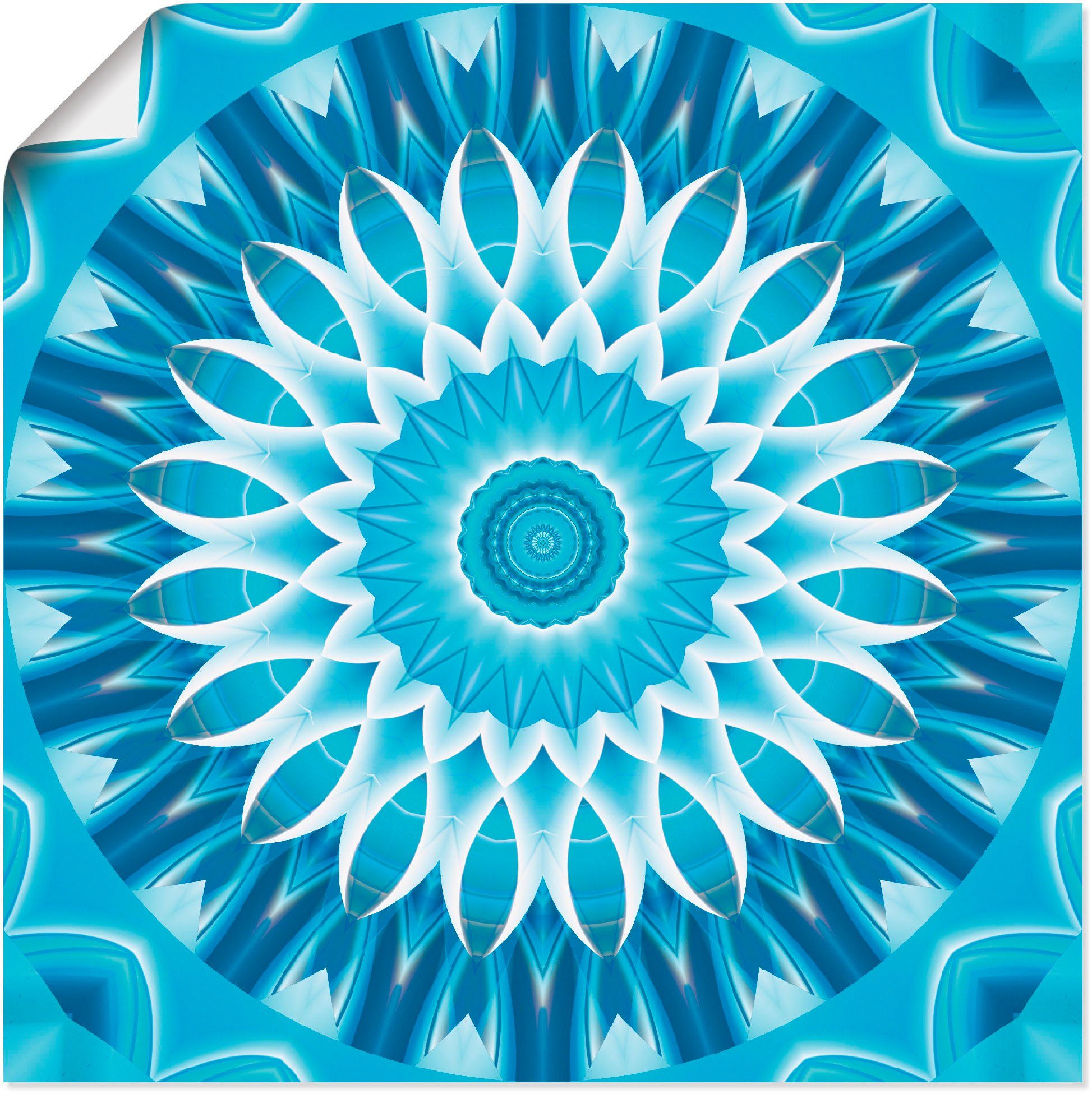 Artland Artprint Mandala blauw bloem in vele afmetingen & productsoorten - artprint van aluminium / artprint voor buiten, artprint op linnen, poster, muursticker / wandfolie ook ge