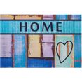 home affaire mat home hart dessin geschikt voor binnen en buiten, met tekst, in vrolijke kleuren, robuust, gemakkelijk in onderhoud, antislip, vuilvanger multicolor