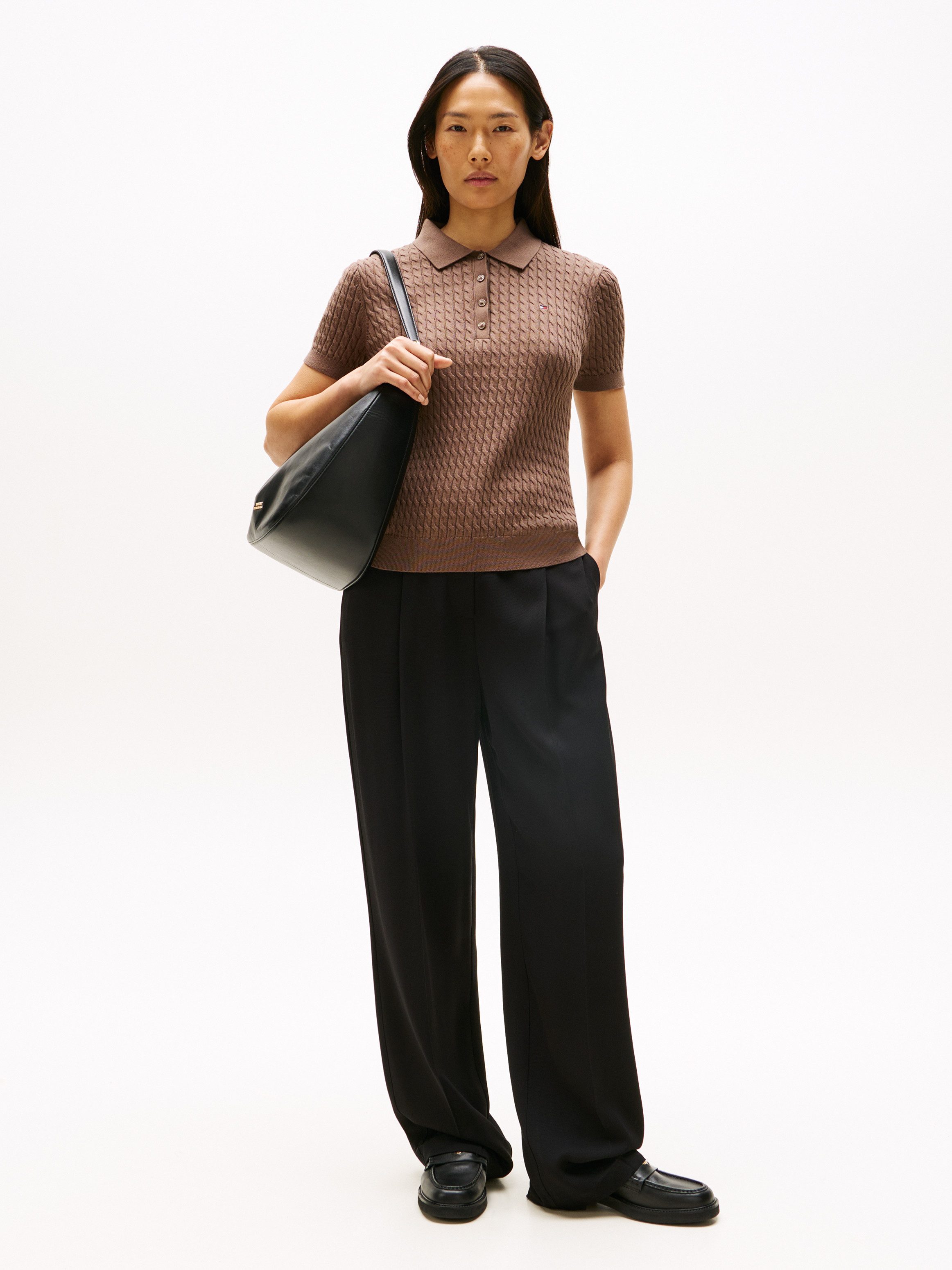 Tommy Hilfiger Poloshirt CO CABLE POLO-NK SS SWEATER