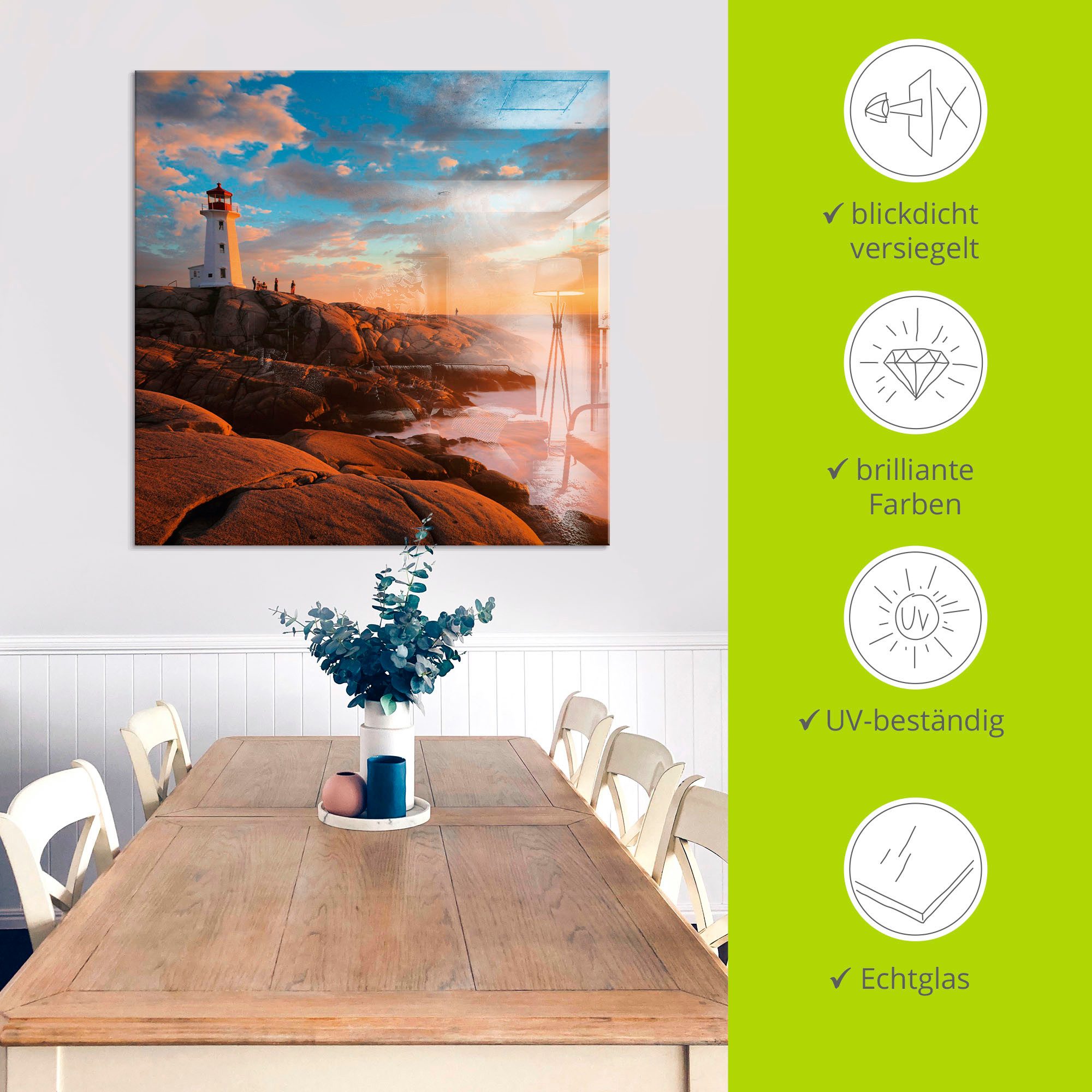 Artland Print op glas Vuurtoren aan de Peggy baai