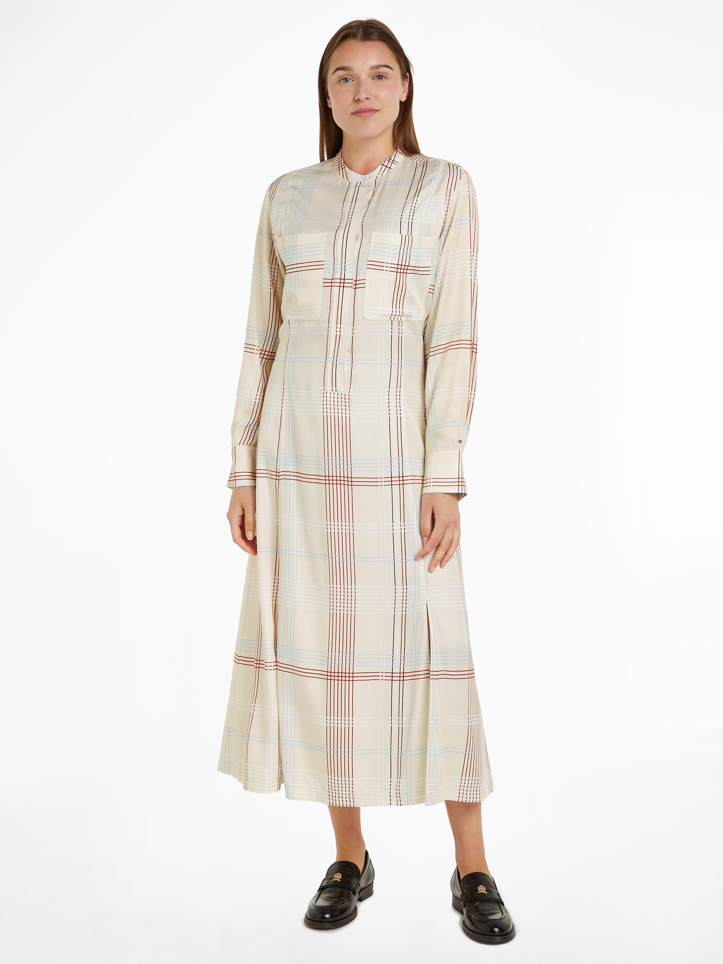 Tommy Hilfiger Blousejurk RWB CHECK FLUID MIDI DRESS (Global Serie TH VROUWEN)