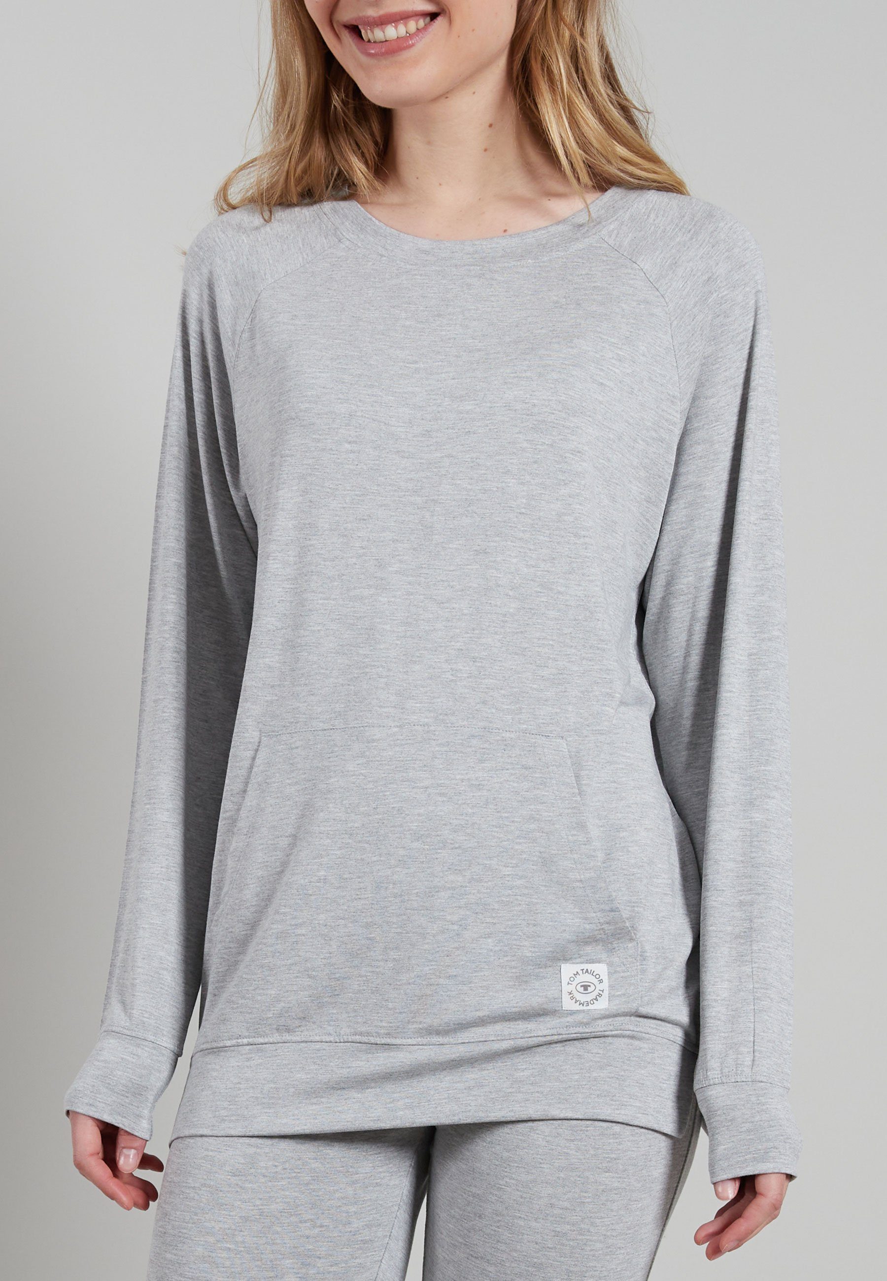 Tom Tailor Sweatshirt Manilla met ronde hals en buidelzak