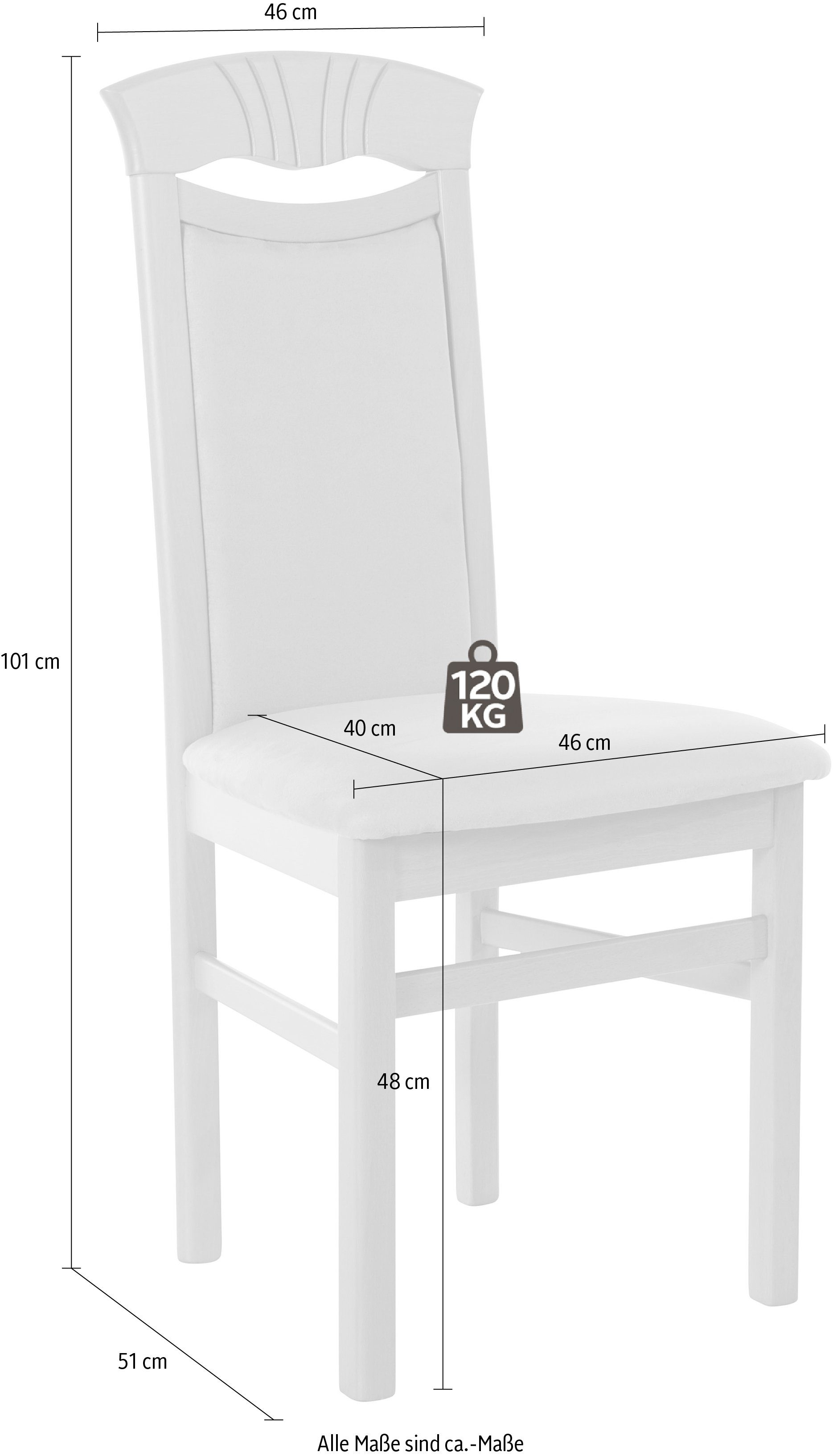 Home affaire Eetkamerstoel Franz slijtvast microvezel, onderstel beuken naturel of wit, houten stoel (set, 2 stuks)