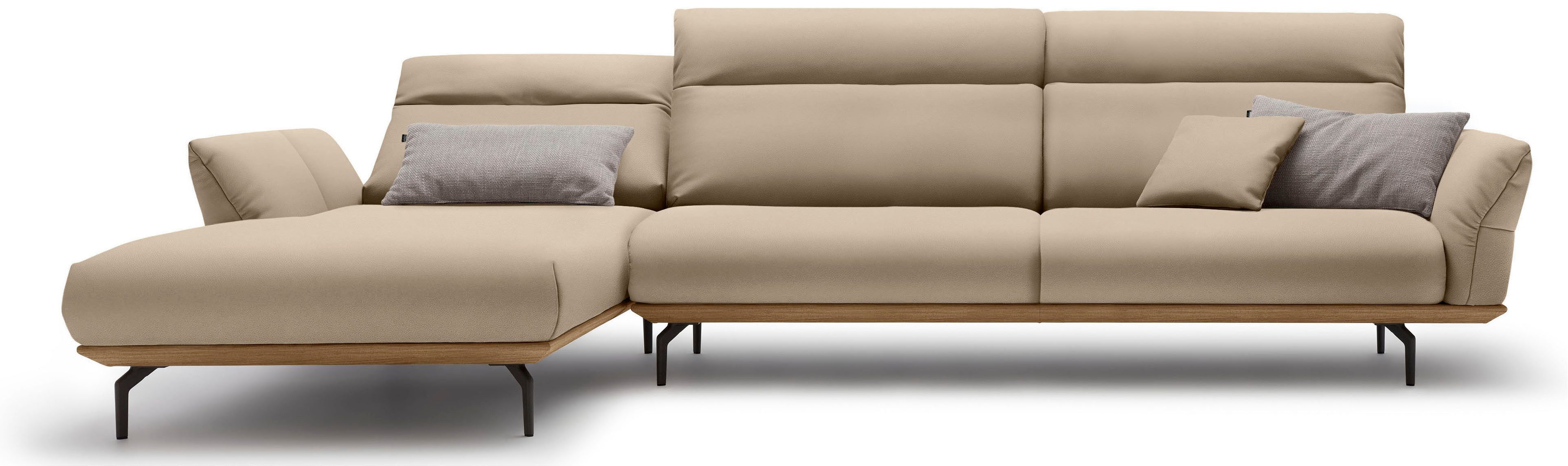 Creation BY ROLF BENZ Hoekbank Hs.460 Sokkel in walnotenhout, onderstel in umbra grijs, breedte 338 cm