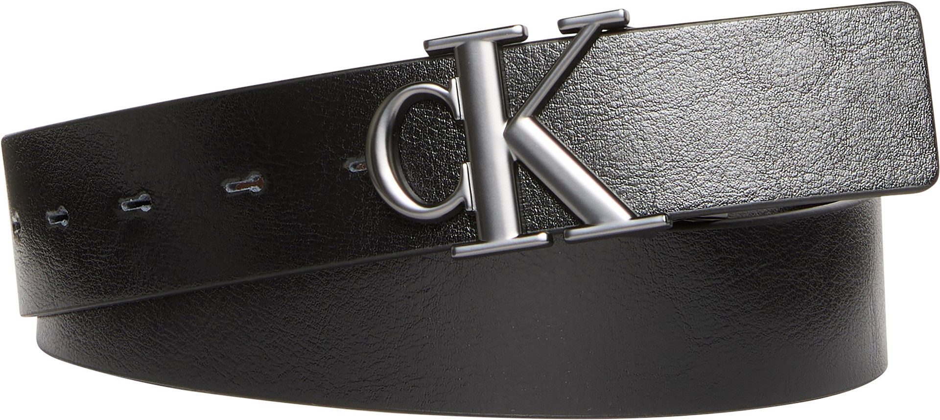 Calvin Klein Leren riem MNGRM PLQ BCKL 35MM