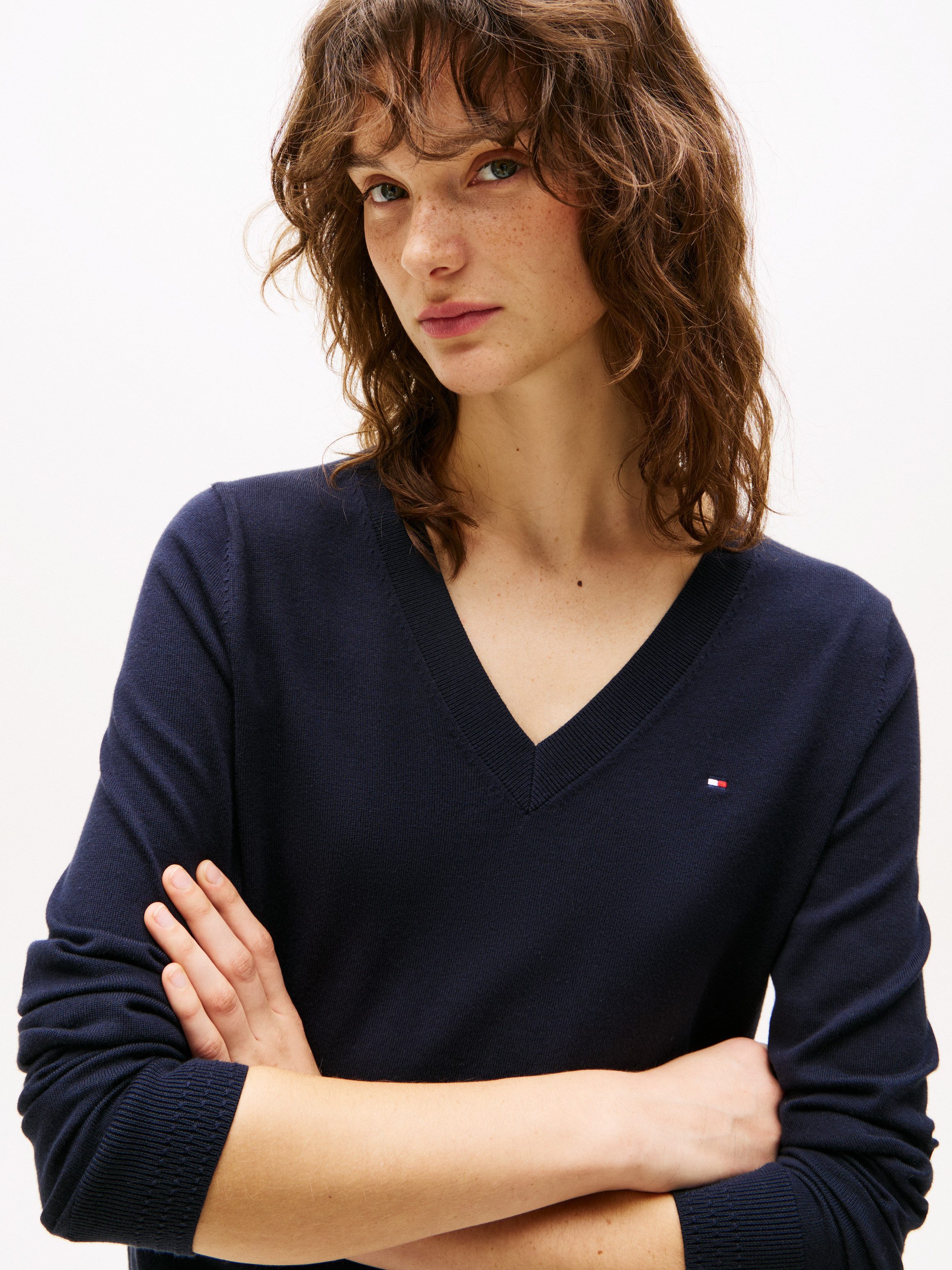 Tommy Hilfiger Trui met V-hals CO JERSEY STITCH V-NK SWEATER