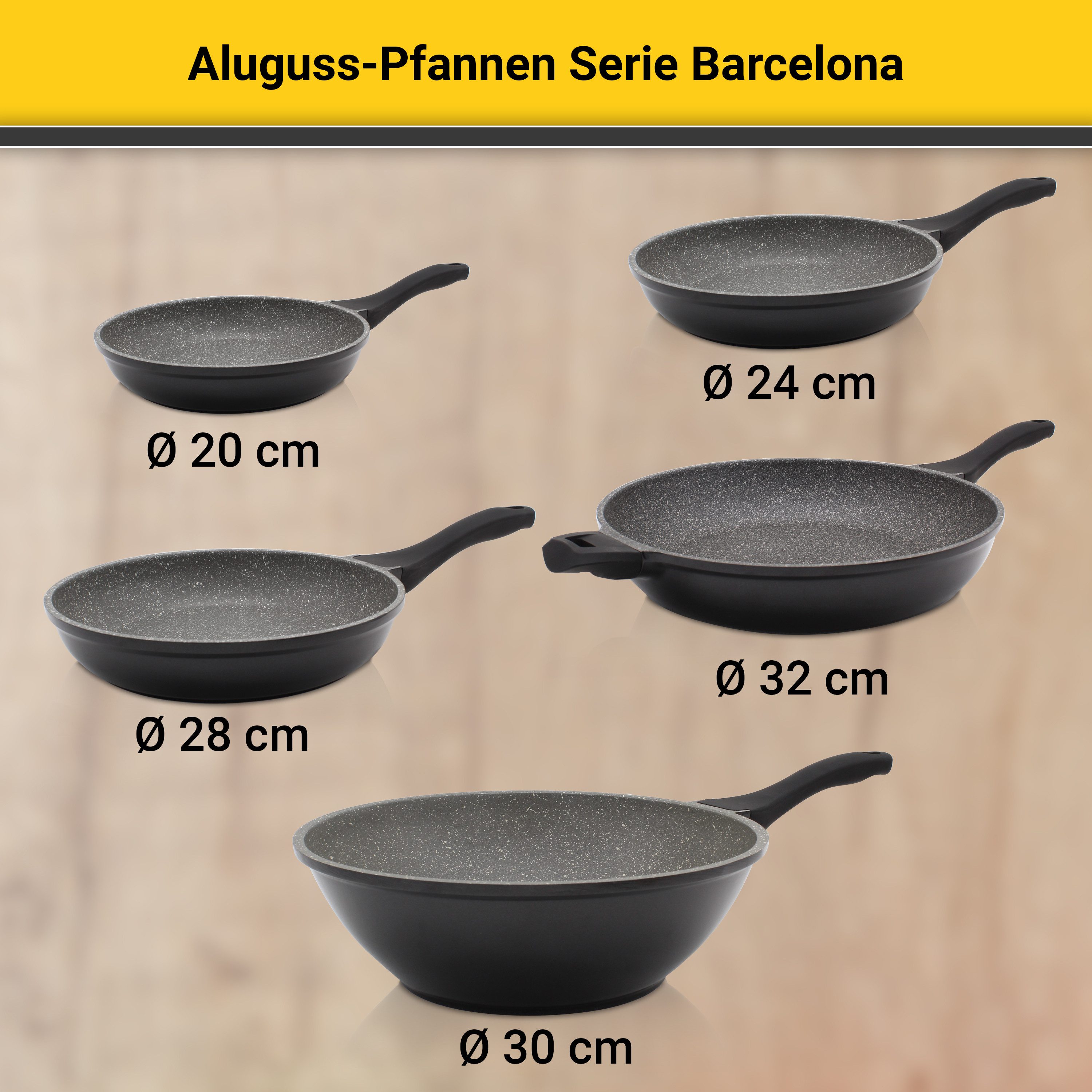 Krüger Wok Gietaluminium wok Barcelona, 30 cm (1-delig)