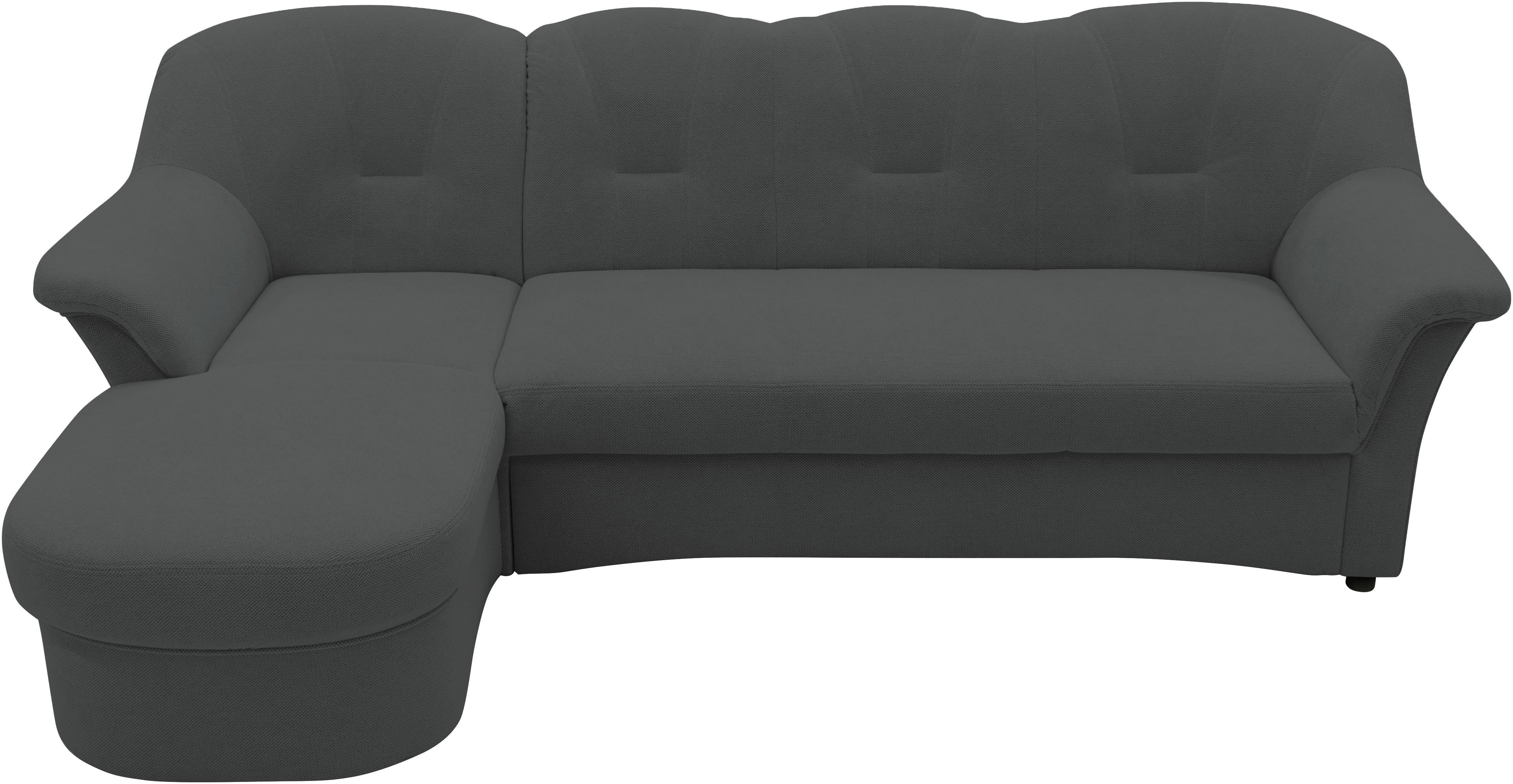 DOMO collection Hoekbank Flores slaapbank, B/D/H: 233/142/86 cm, L-vorm naar keuze met slaapfunctie, naar keuze met binnenvering, ook in leer