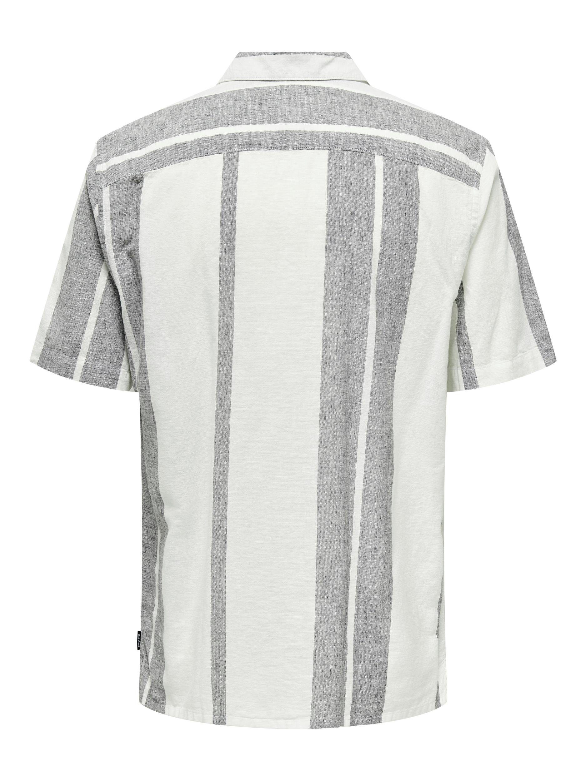 ONLY & SONS Overhemd met korte mouwen ONSCAIDEN SS STRIPE LINEN RESORT NOOS