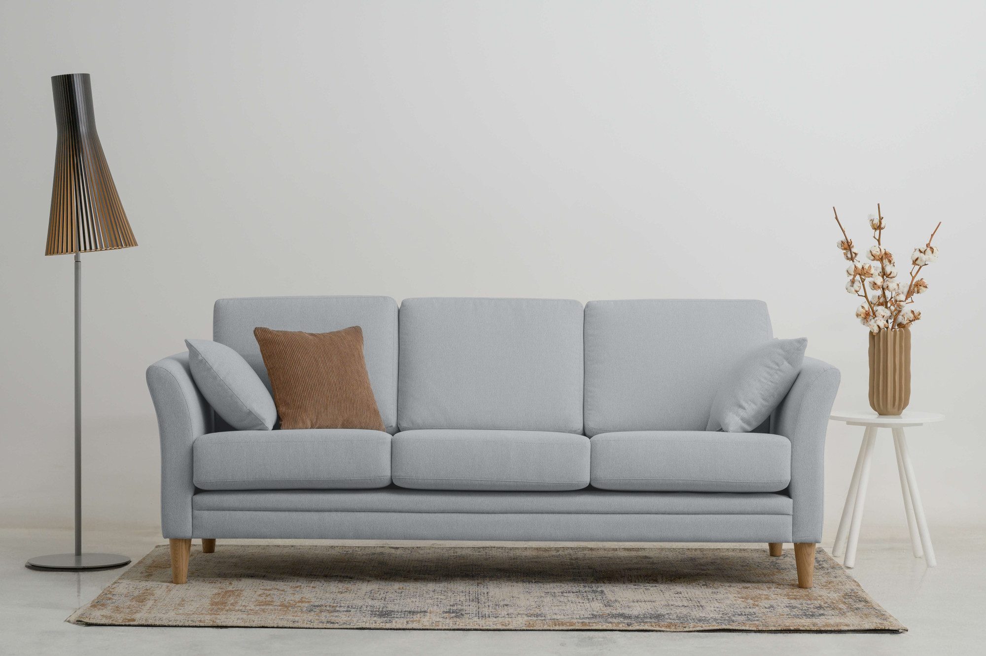 Home affaire 3-zitsbank Arellano, breedte 217 cm klassiek ontwerp, 2 sierkussens inbegrepen, fijn geweven stof grijs, 3-zitsbanken