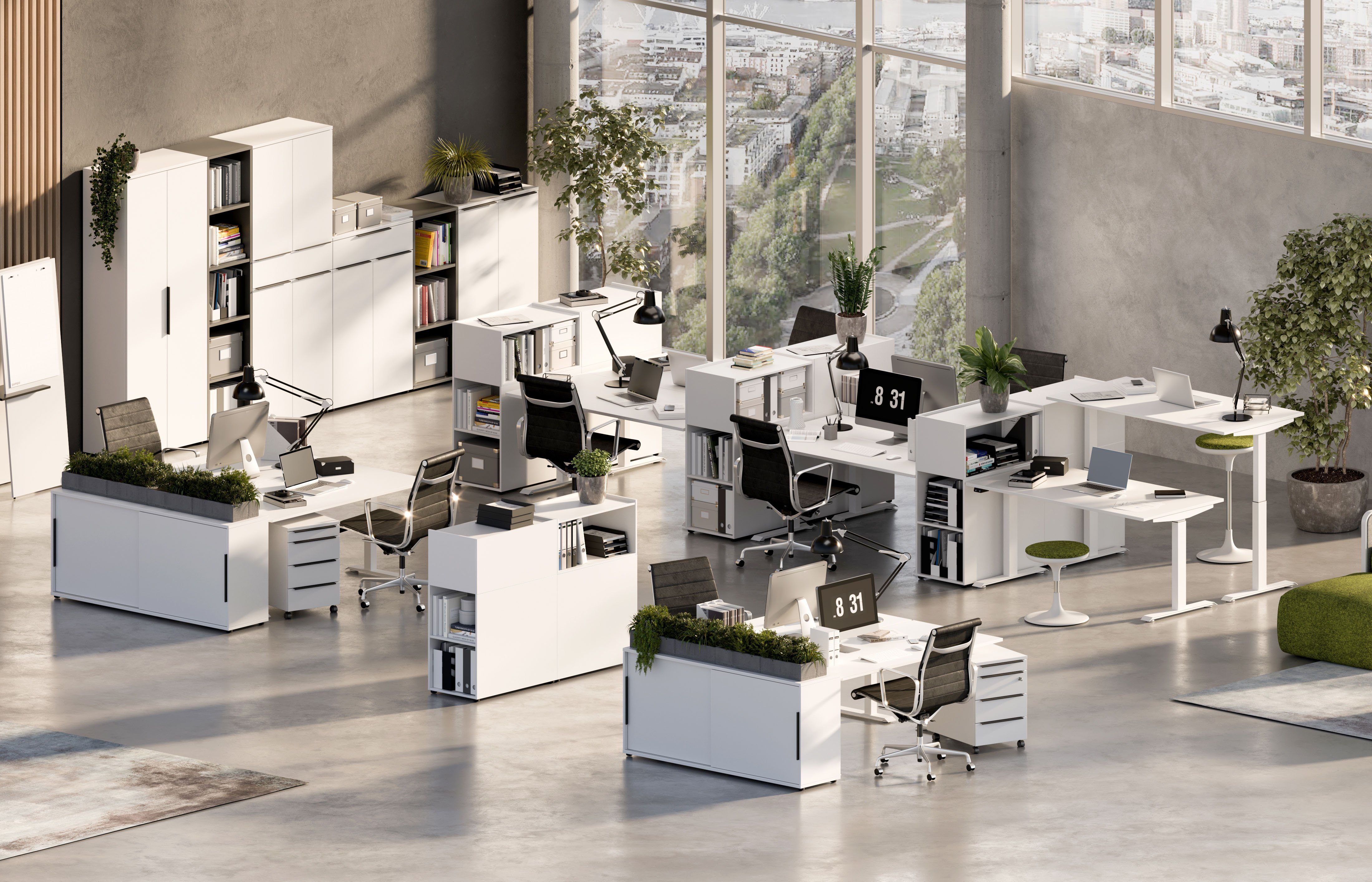 GERMANIA Bureau Milaan, mechanisch in hoogte verstelbaar, in verschillende breedten 120-180 cm, made in germany
