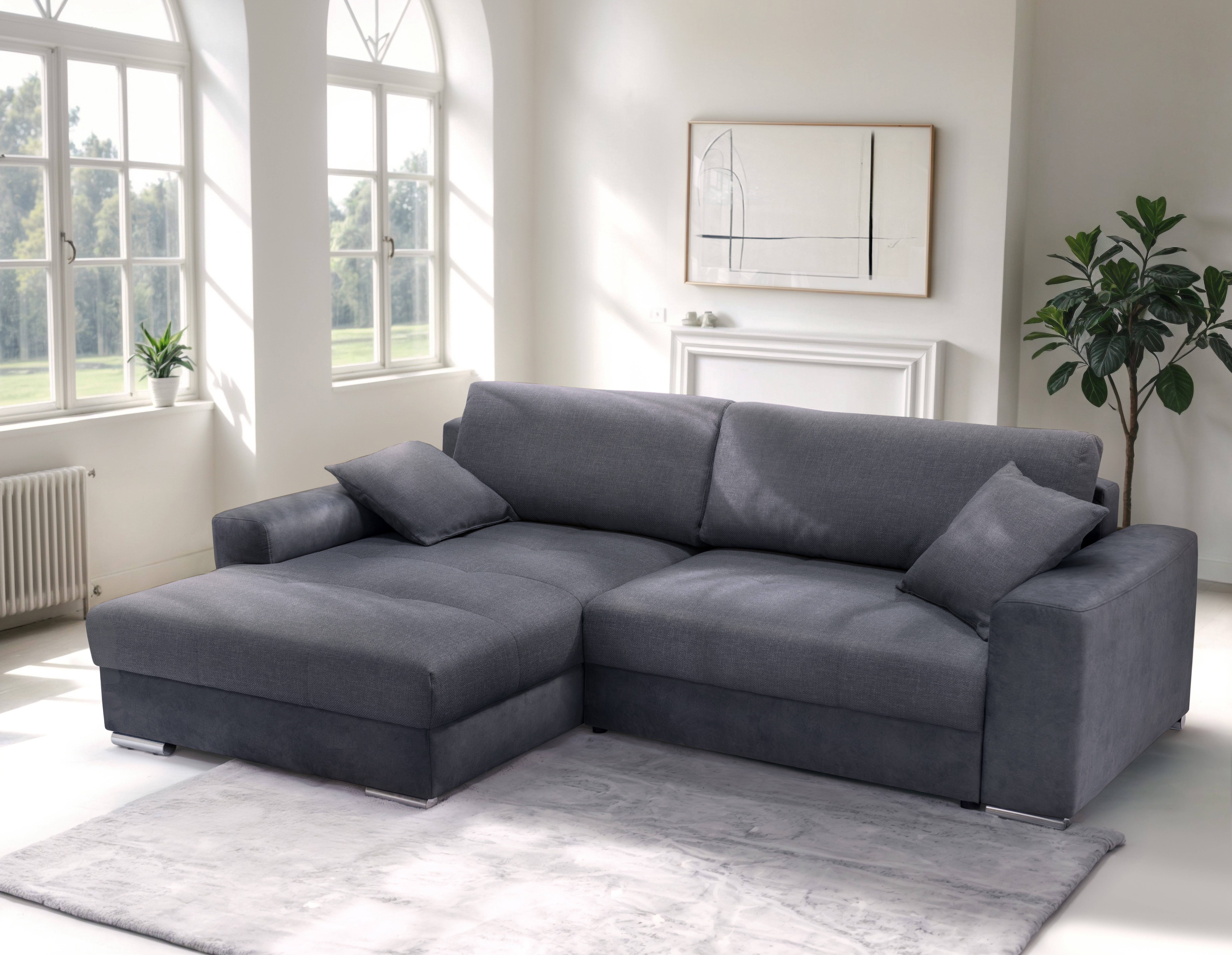 exxpo - sofa fashion Hoekbank Larnaca, incl. bedfunctie en opbergruimte, comfortabel en gezellig,