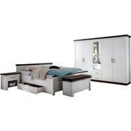 home affaire slaapkamerserie siena 5-deurs kledingkast, bed 180 cm, 2 nachtkastjes (set, 4 stuks) wit