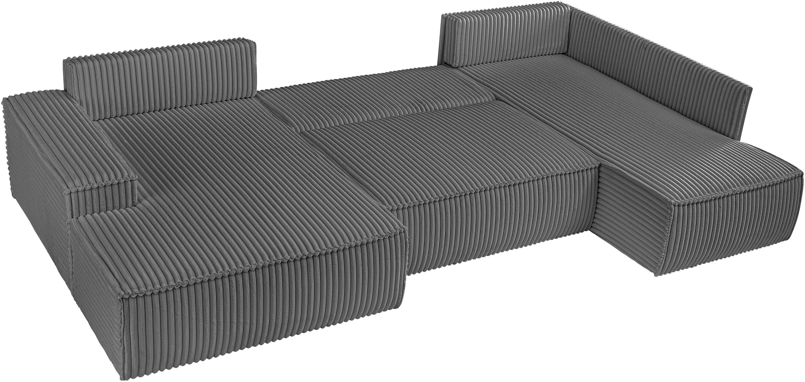 andas Zithoek FINNLEY U-model XXL 329 cm, bedbank, slaapfunctie m. bedkist