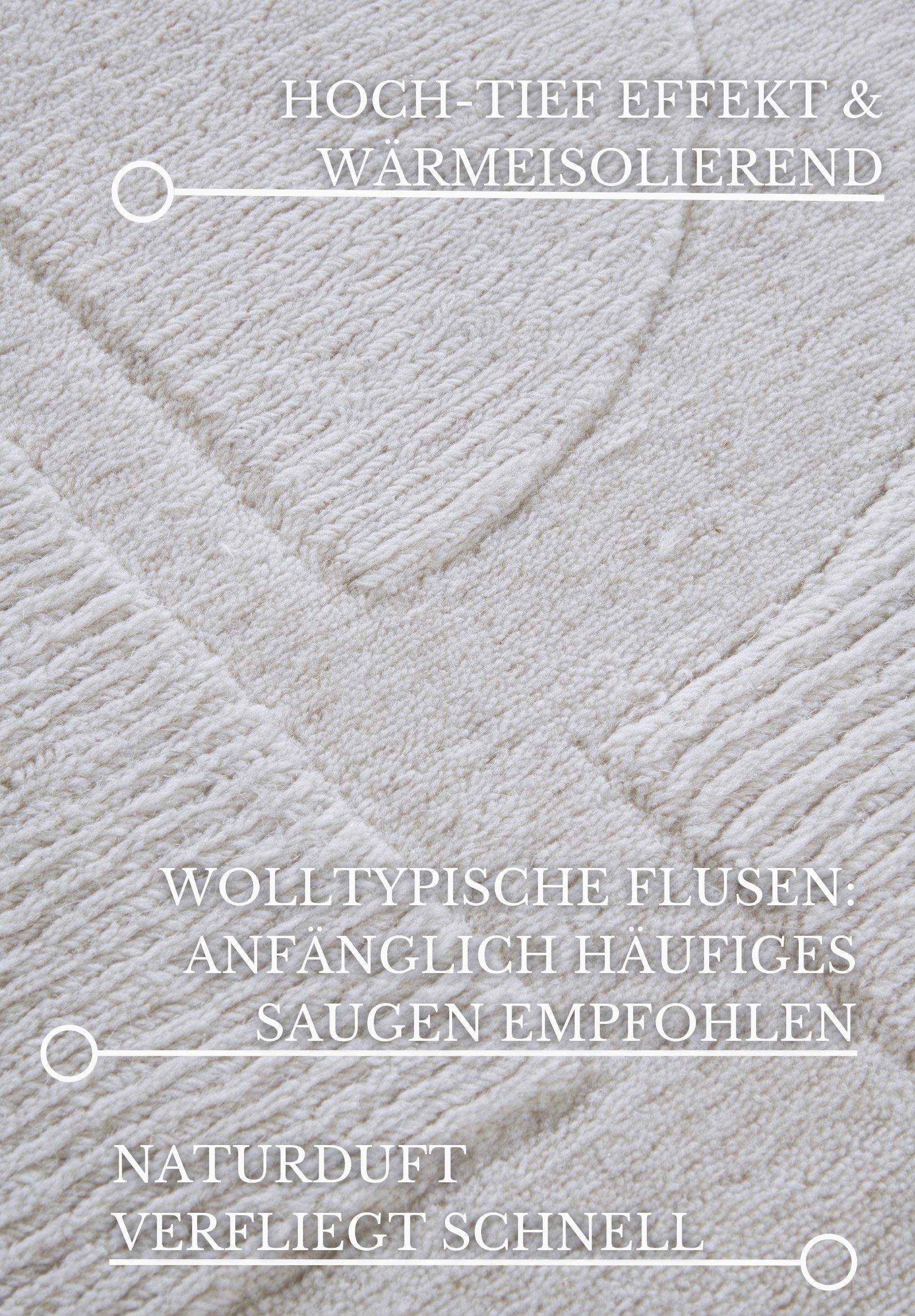 Villeroy & Boch Wollen kleed Alexis Handgeweven, wol, natuur, woonkamer, geometrie, boho, design