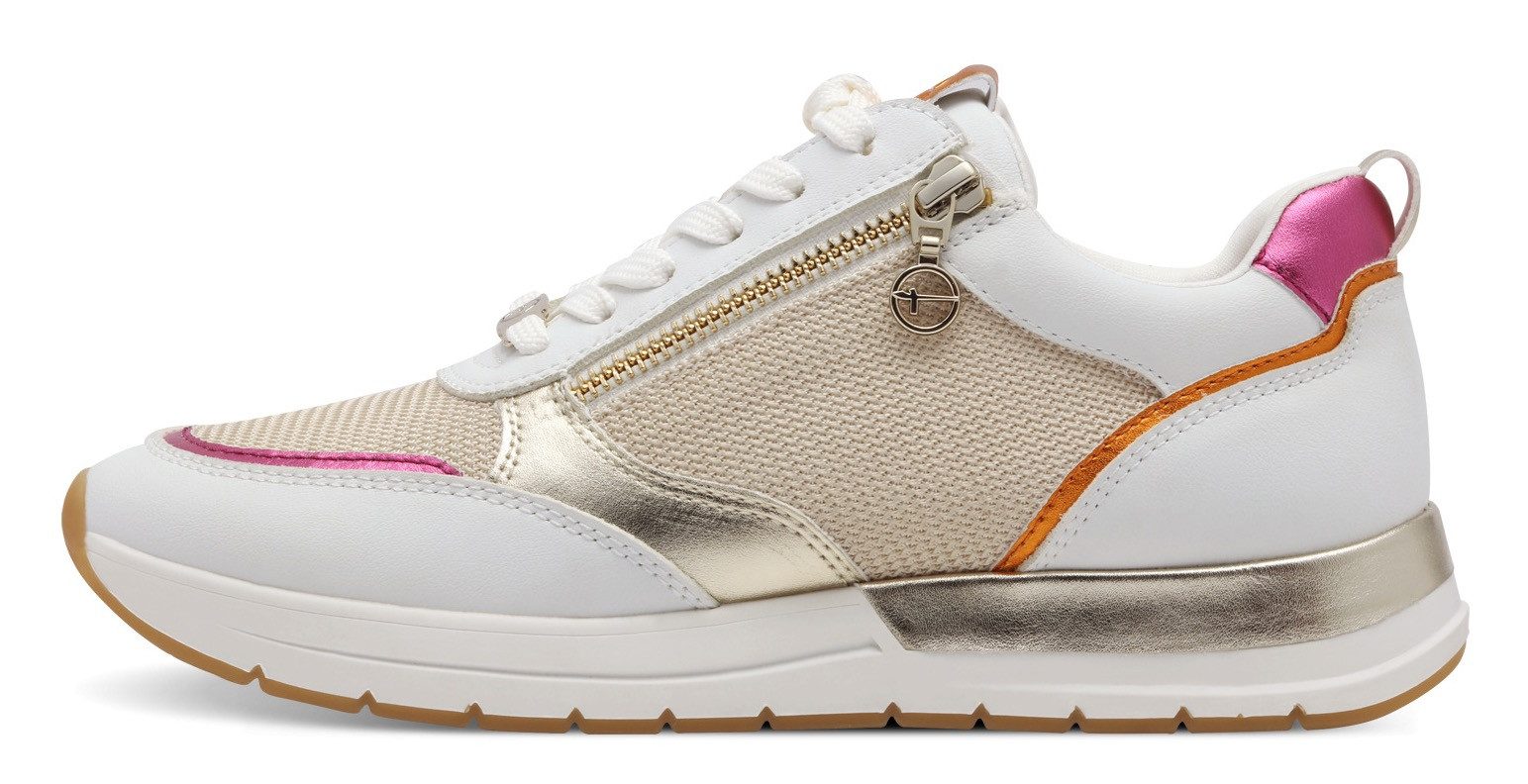 Tamaris Sneakers met sleehak Almina , vrijetijdsschoen, lage schoen, veterschoen in smalle vorm