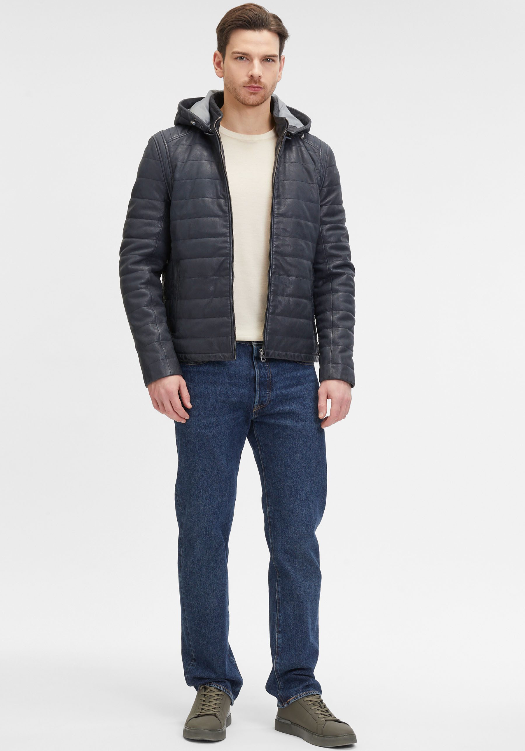OTTO Mauritius Leren jack GMLyman met capuchon modieuze stitching