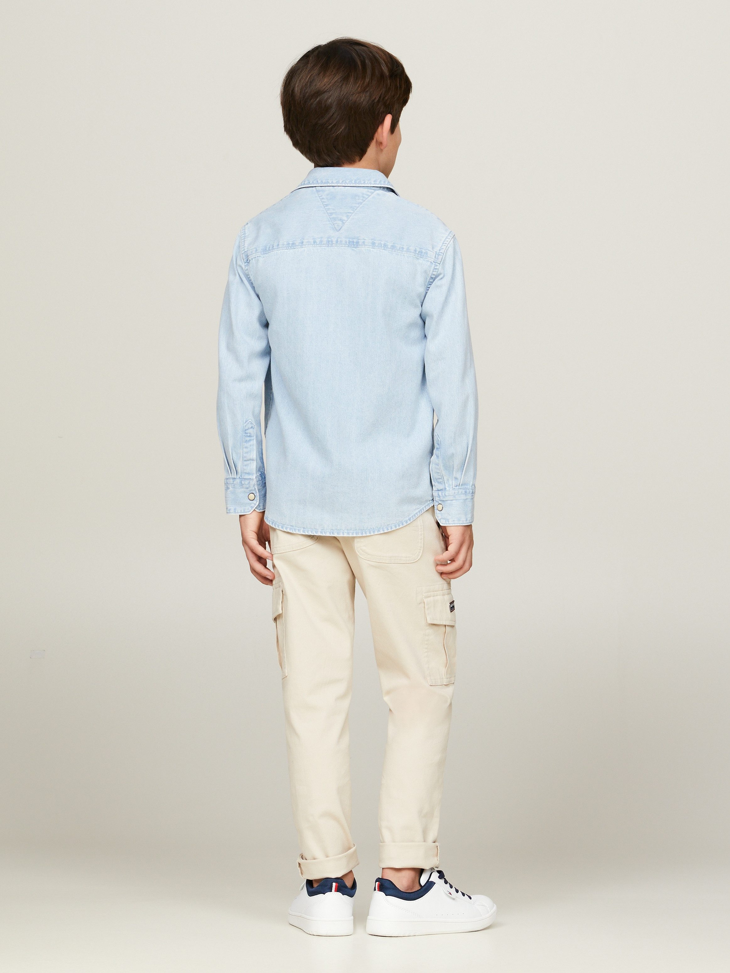 Tommy Hilfiger Overhemd met lange mouwen DENIM SHIRT LS Kinderen tot 16 jaar met logostiksel