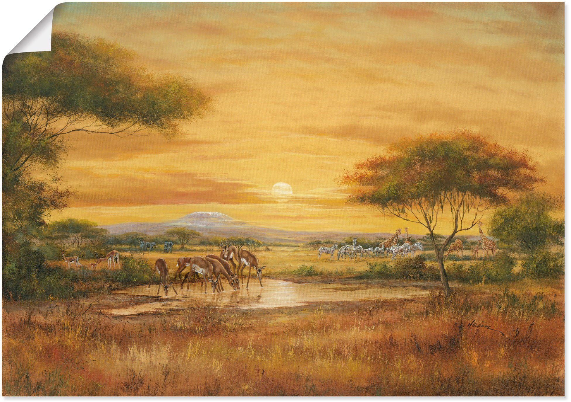 Artland Artprint Afrikaanse steppe als artprint van aluminium, artprint voor buiten, artprint op linnen, poster in verschillende maten. maten foto