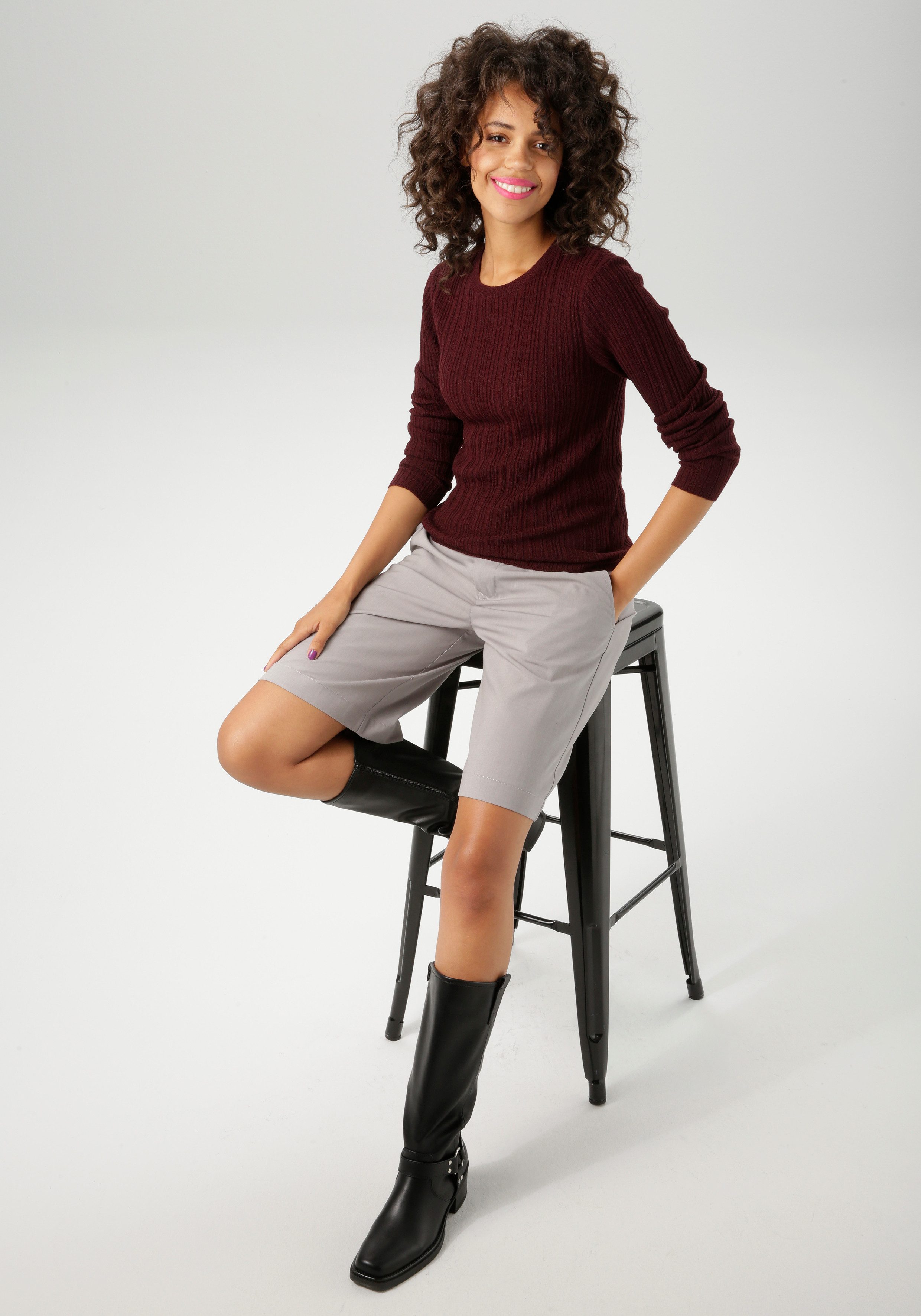 Aniston CASUAL Gebreide trui in ribbelpatroonmix - nieuwe collectie