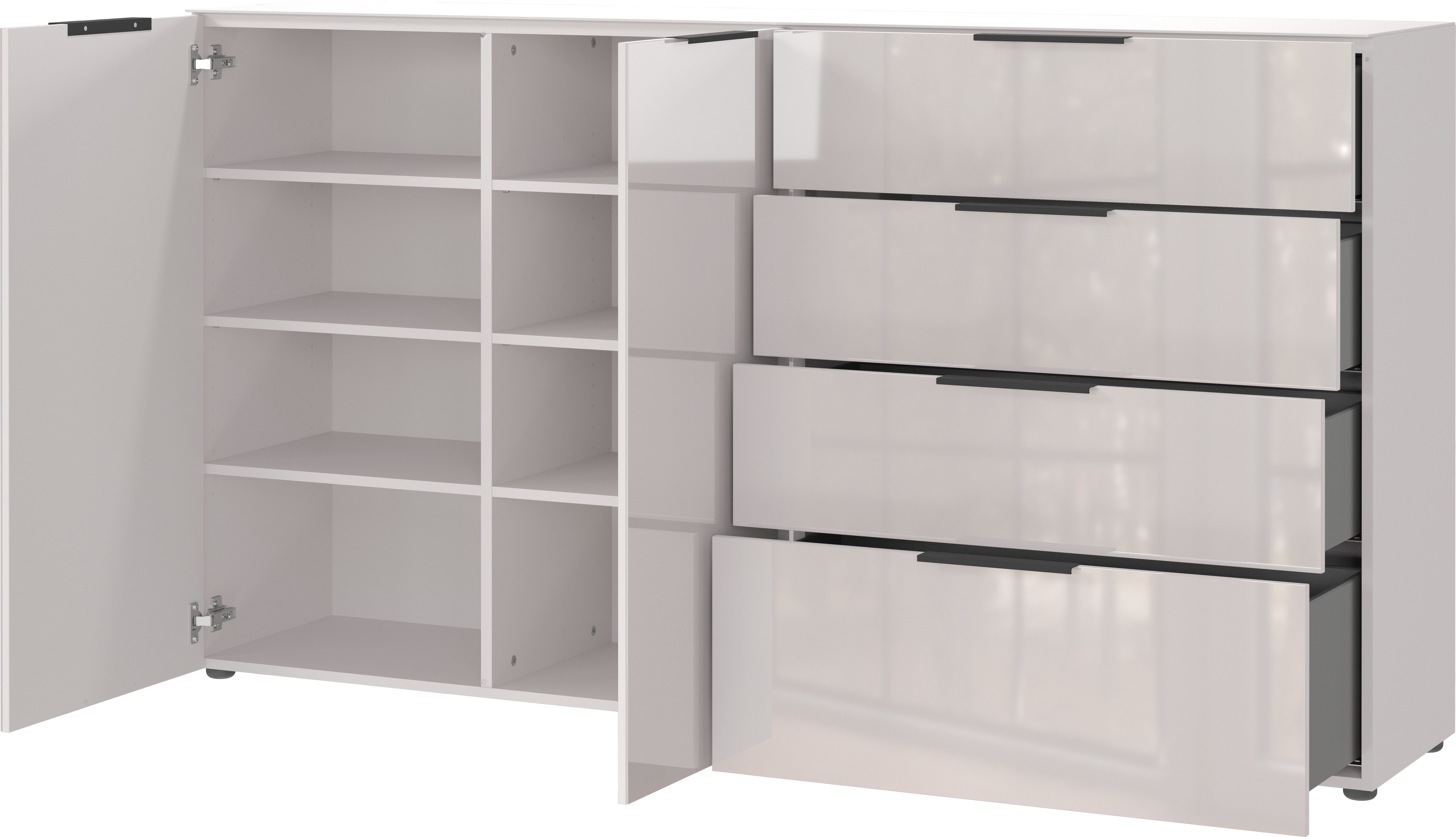 GERMANIA Dressoir OAKLAND in 2 breedten, fronten en bovenblad met glas-inlay