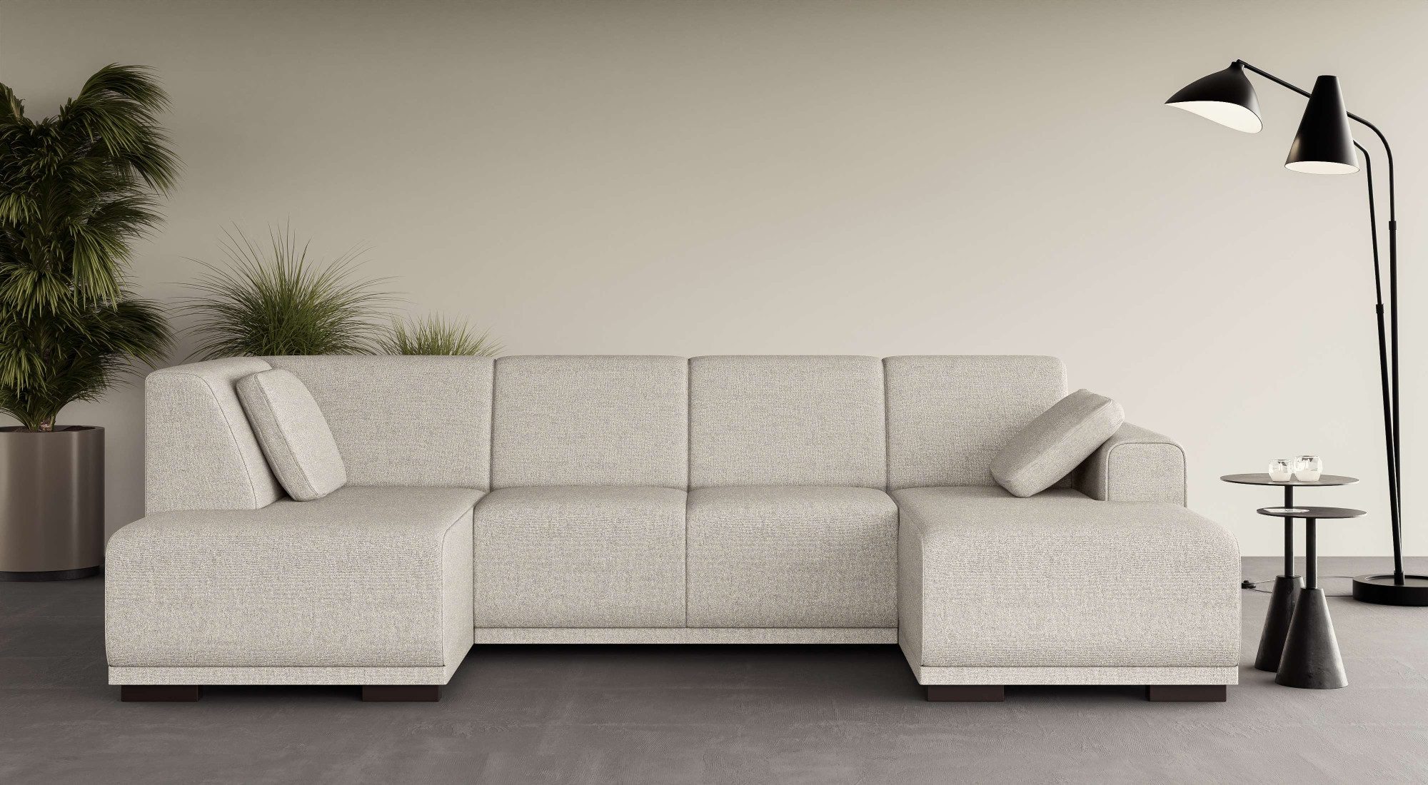 Home affaire Zithoek BORNHOLM U-vorm met chaise longue rechts/links, B/D/H: 300/162/85 cm U-vorm met golvende ondervering, chaise longue rechts of links bestelbaar