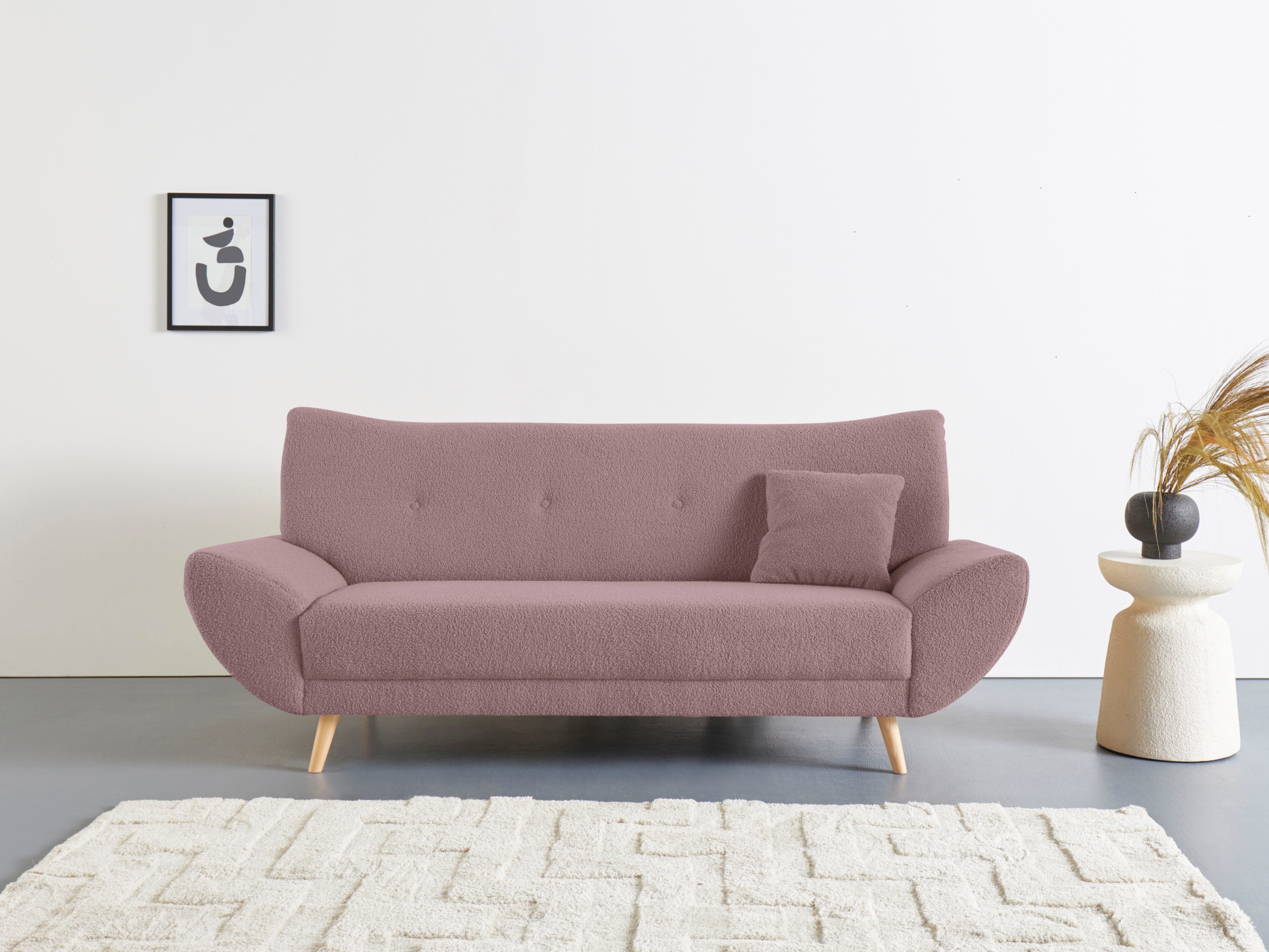 Home affaire 3-zitsbank BASTA roze, 3-zitsbanken, 205 cm
