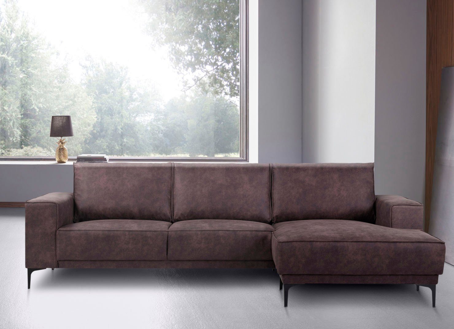 Places of Style Hoekbank Oland, structuur, platweefsel, luxe microvezel, bouclé