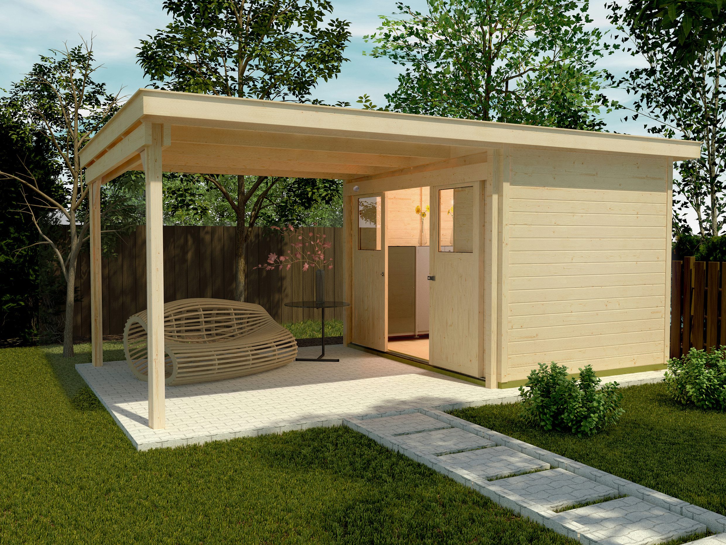 weka Tuinhuisje Loungehuis mt. 3 (set) houten tuinhuisjes beige