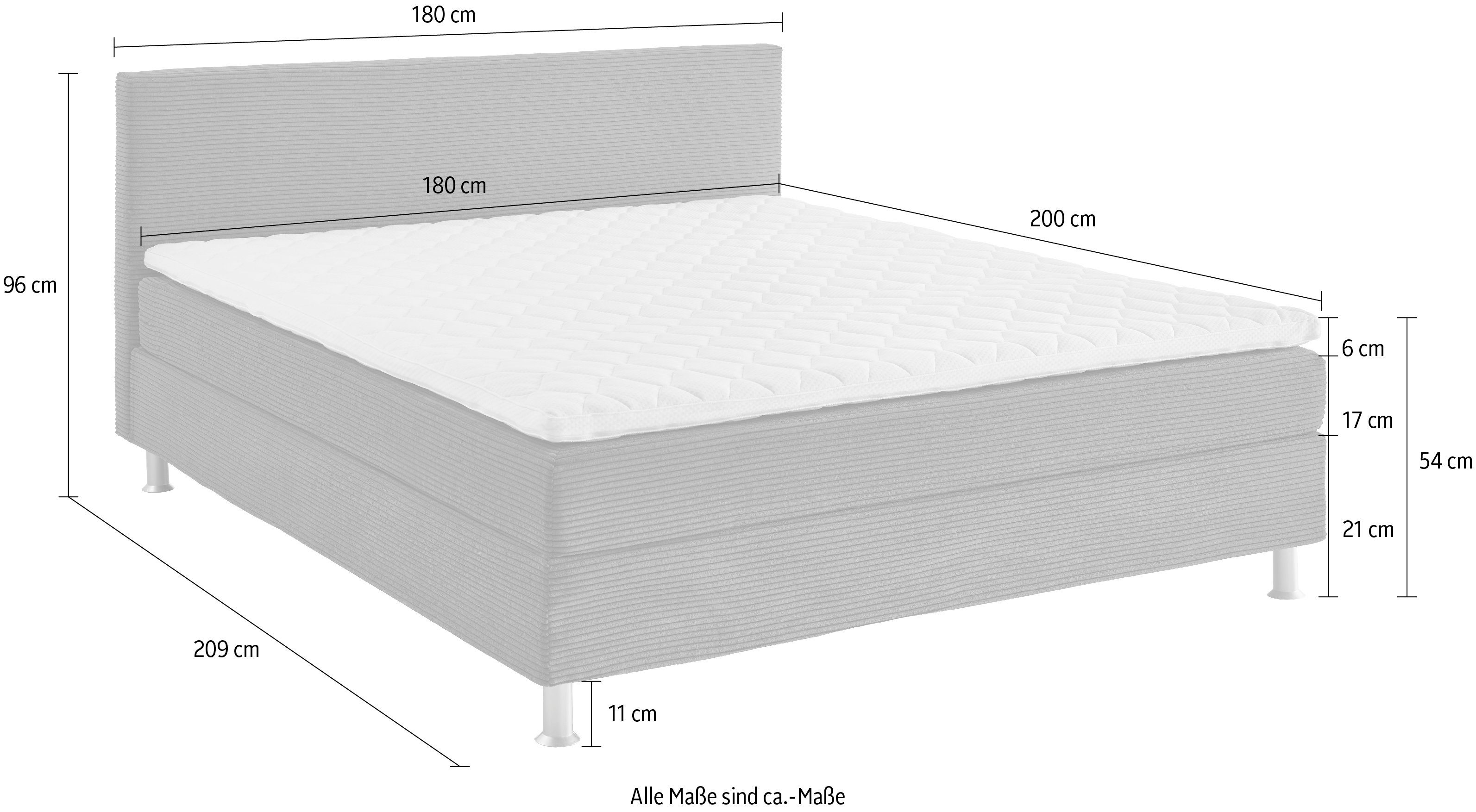 ATLANTIC home collection Boxspring Edison inclusief bonell-binnenveringsmatras en topmatras