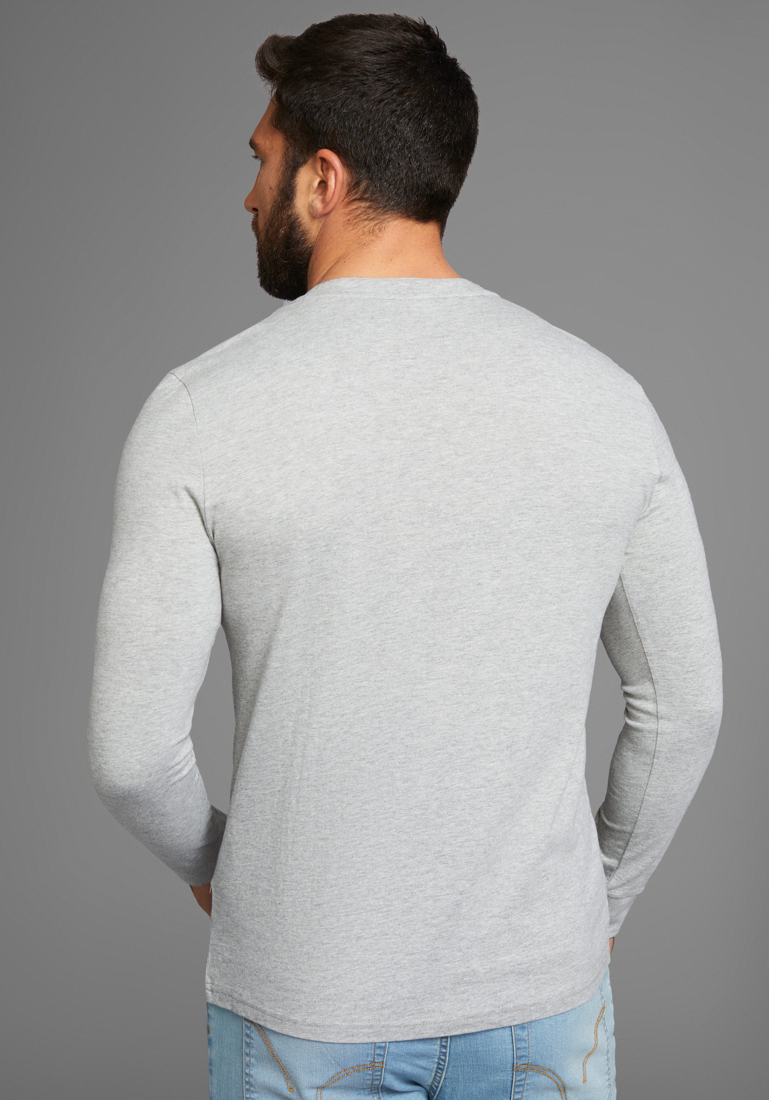 H.I.S Henleyshirt met knoopsluiting (set 2-delig 2 stuks)