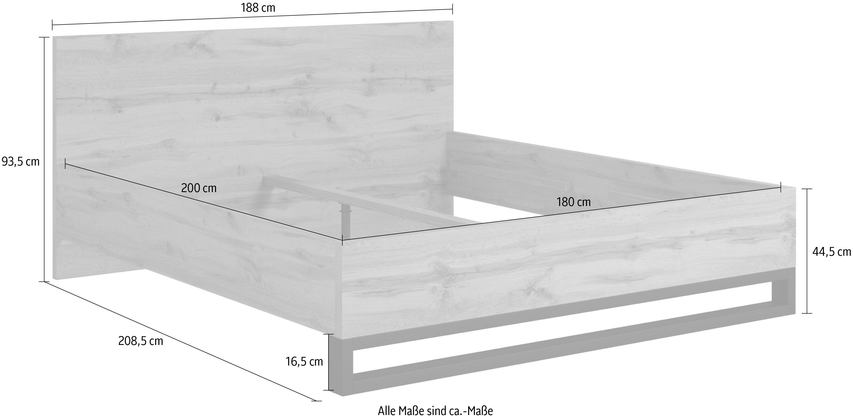 Home affaire Bedframe Bronne, Made in Europe met slede in metaallook, fsc-gecertificeerd, keuze uit 3 breedtes
