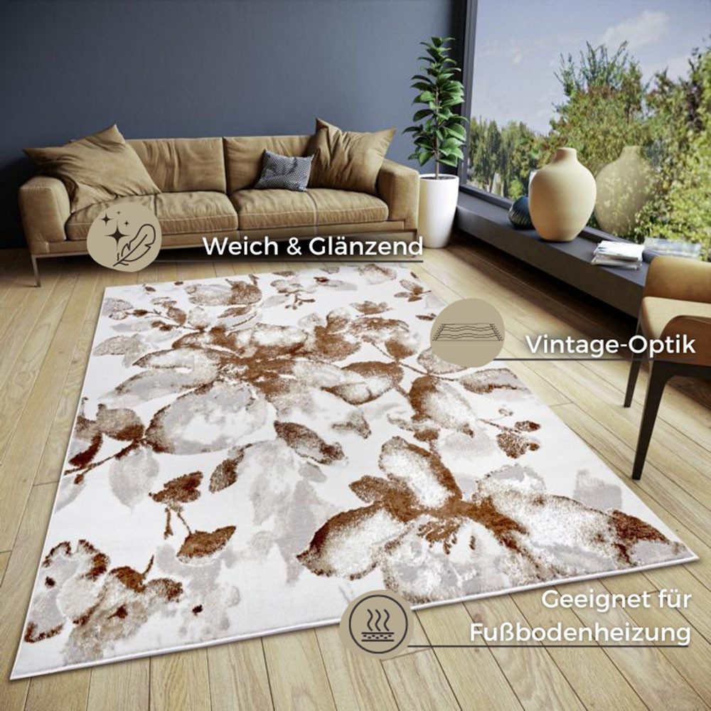HANSE Home Vloerkleed Floral slijtvast, onderhoudsvriendelijk, robuust, glanzend