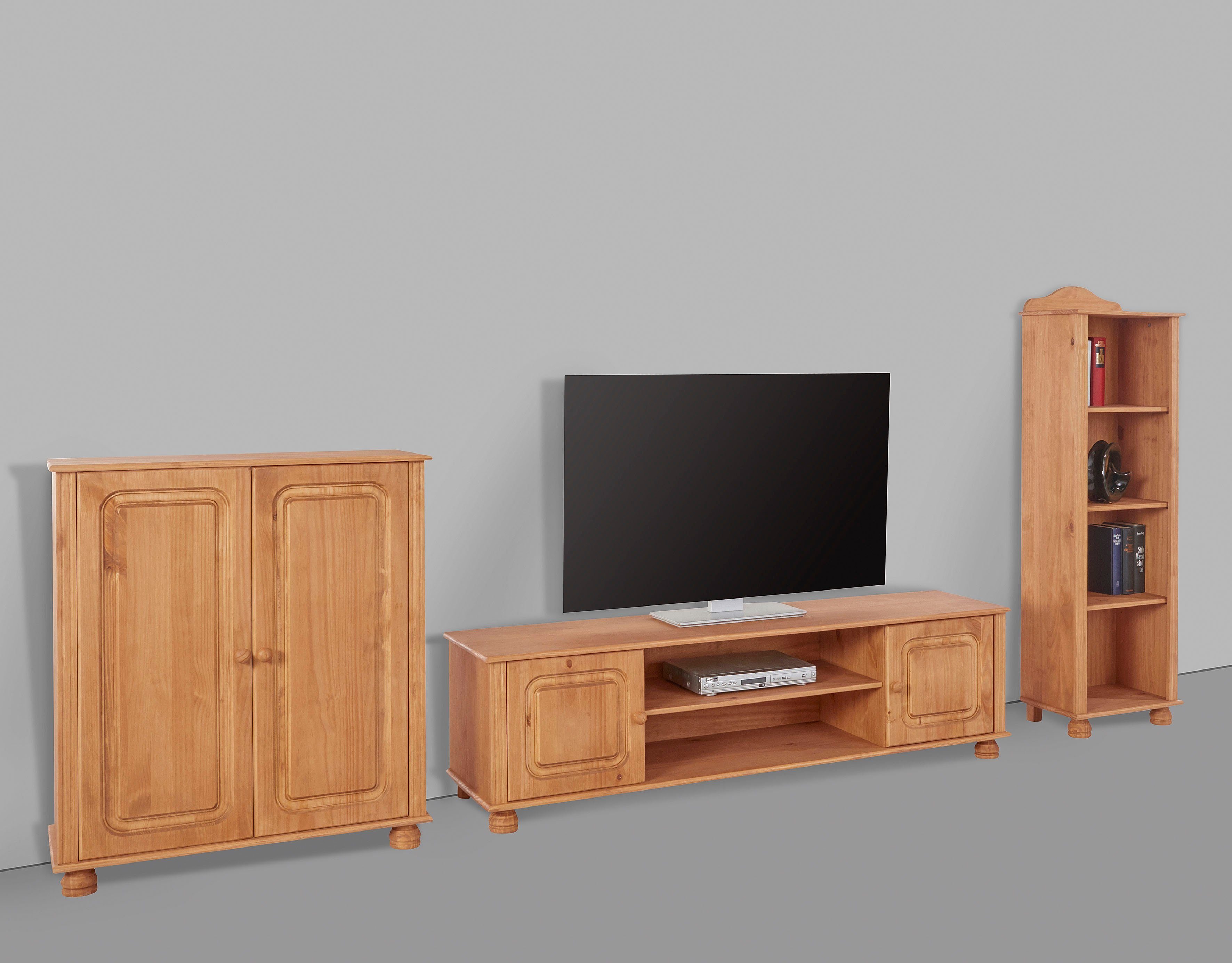 Home affaire Wandmeubel Mette 1 halfhoge kast, 1 boekenkast en 1 tv-meubel zonder wandboard (3-delig)