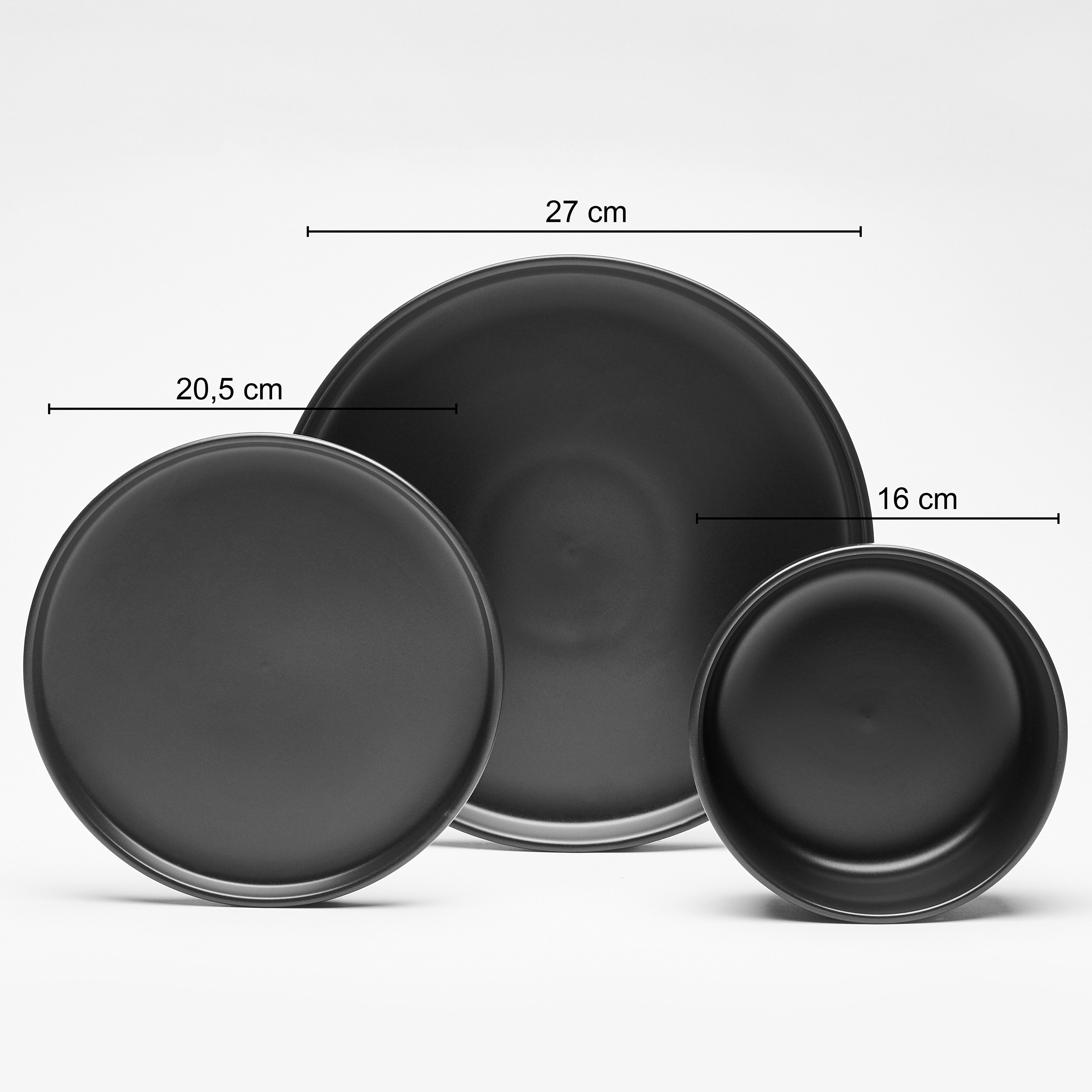 van Well Combi-servies Servies-set, service Nero ronde vorm, zwart, vaatwasmachine- en magnetronbestendig (set, 16-delig)