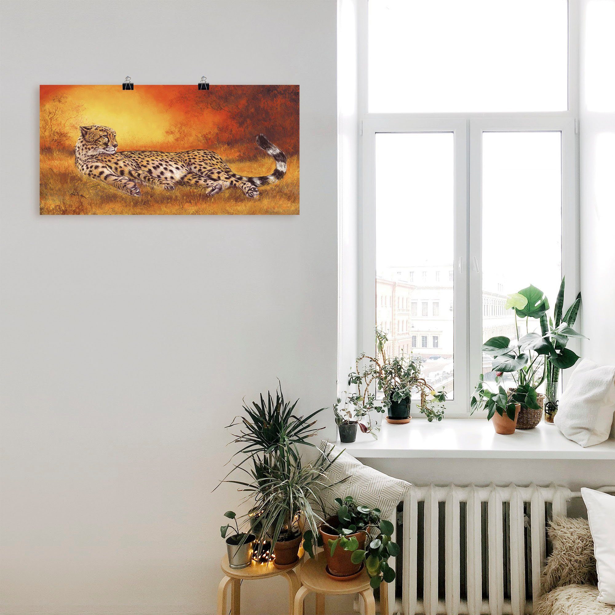 Artland Artprint Jachtluipaard als artprint van aluminium, artprint voor buiten, artprint op linnen, poster, muursticker
