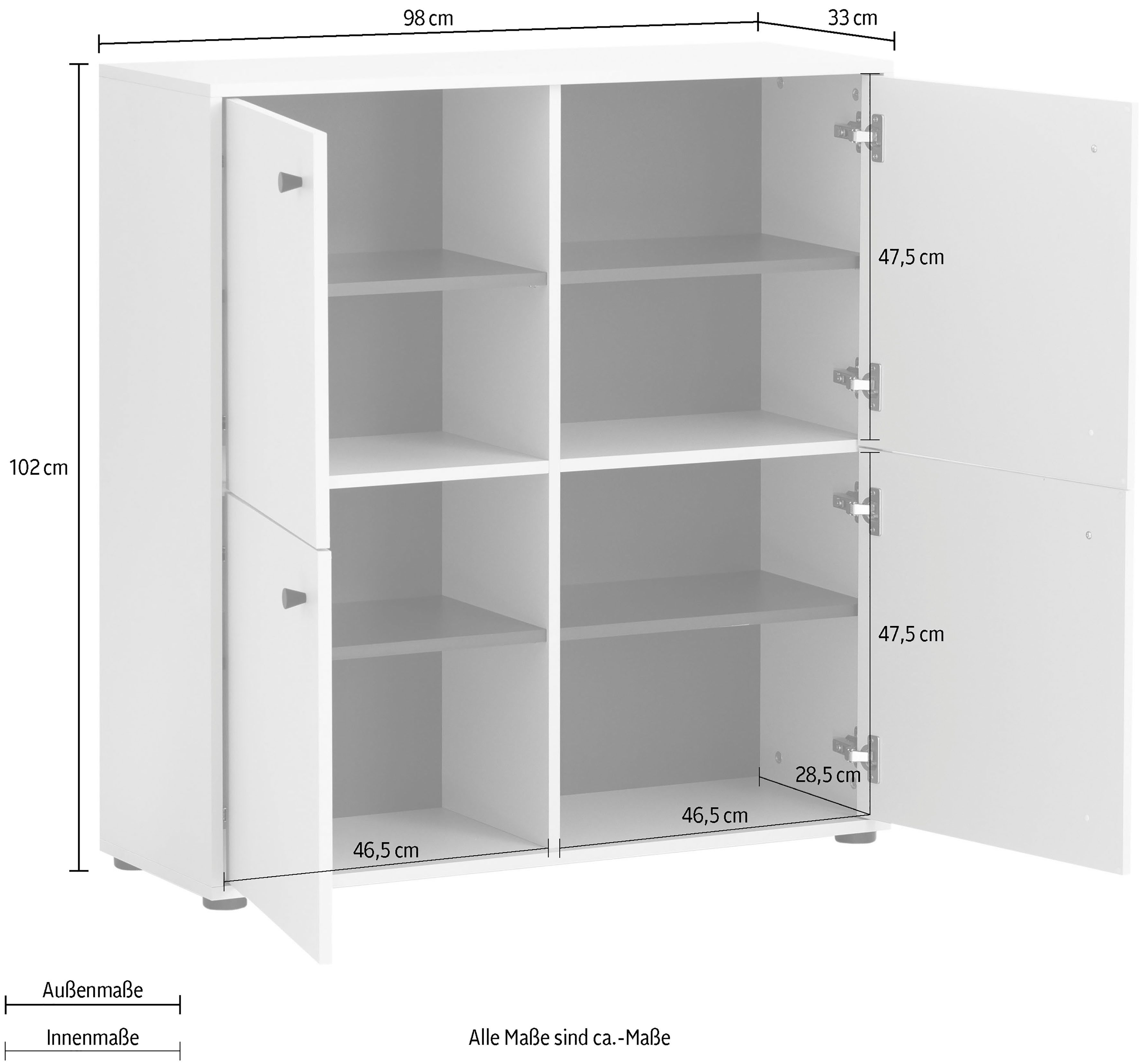 Schildmeyer Hoge kast Lovund, breedte 98 cm Deurscharnieren met softclose-functie