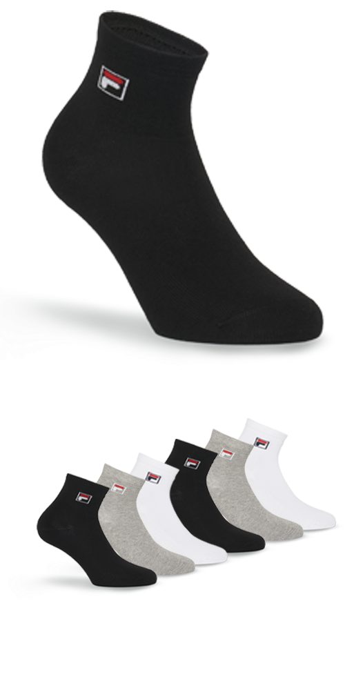 Fila Korte sokken UNISEX QUARTER PLAIN SOCKS (set, 6 paar) unisex sportsokken maat 35-38 multicolor