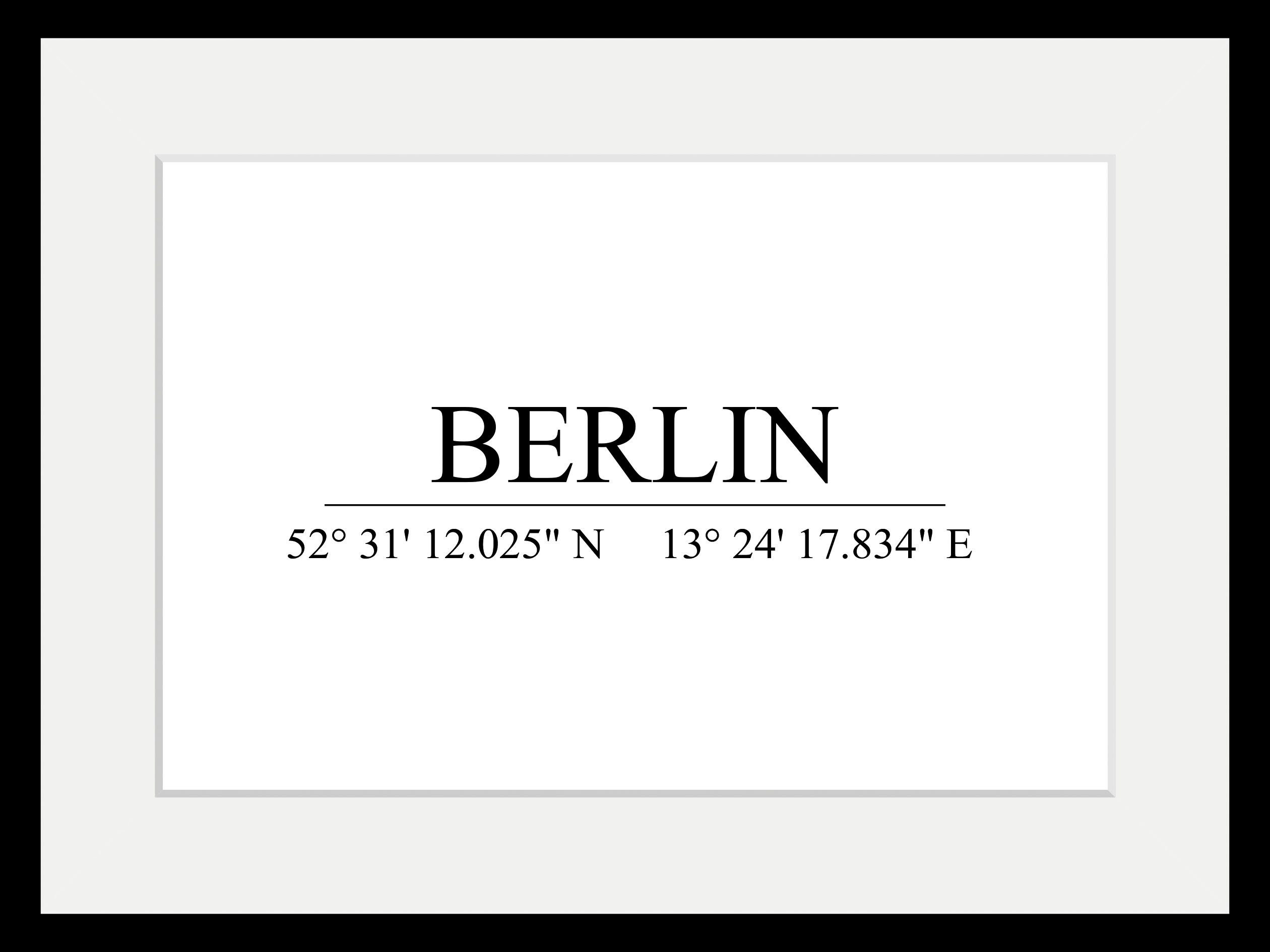 queence Wanddecoratie Berlin HD premium posterdruk incl. houten lijst (1 stuk)