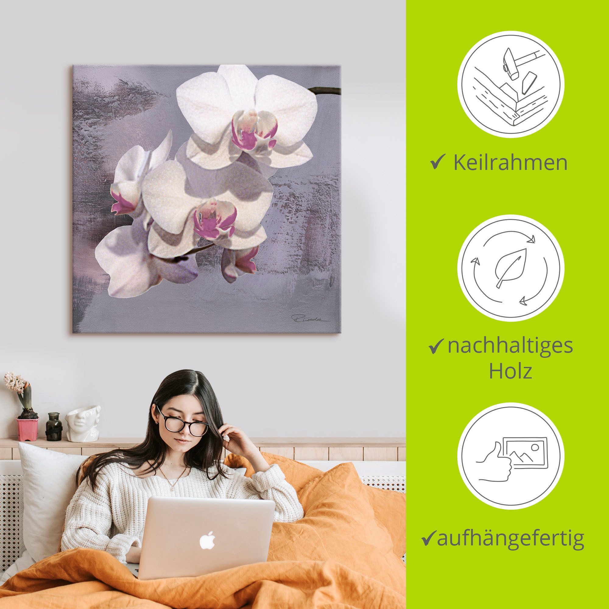 Artland Artprint op linnen Orchideeën voor violet II