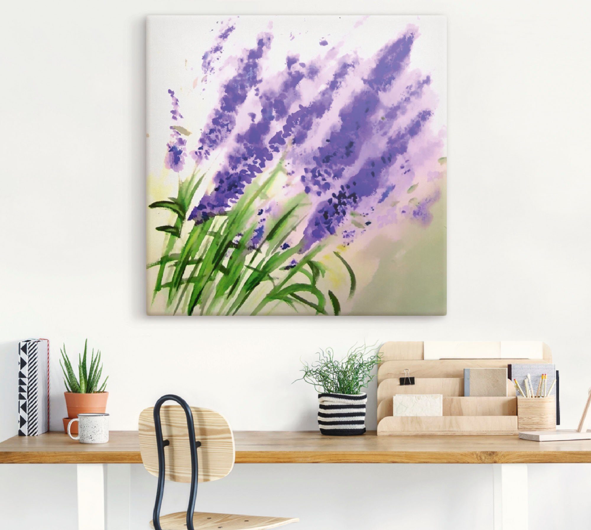 Artland Artprint op linnen Lavendel-aquarel gespannen op een spieraam