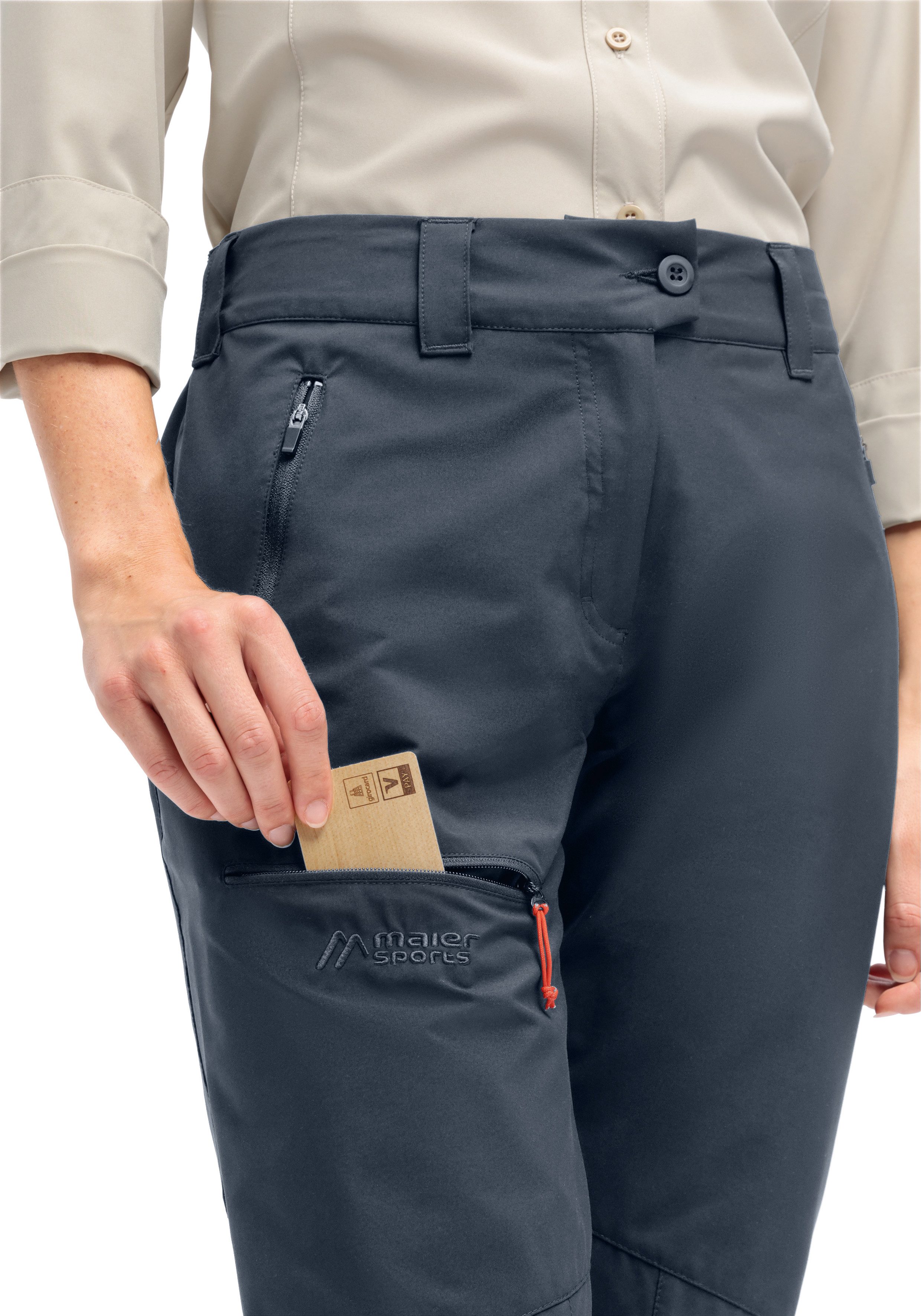 Maier Sports Outdoorbroek Lulaka loop Dames wandelbroek, functionele broek met zakken + riem, regular fit