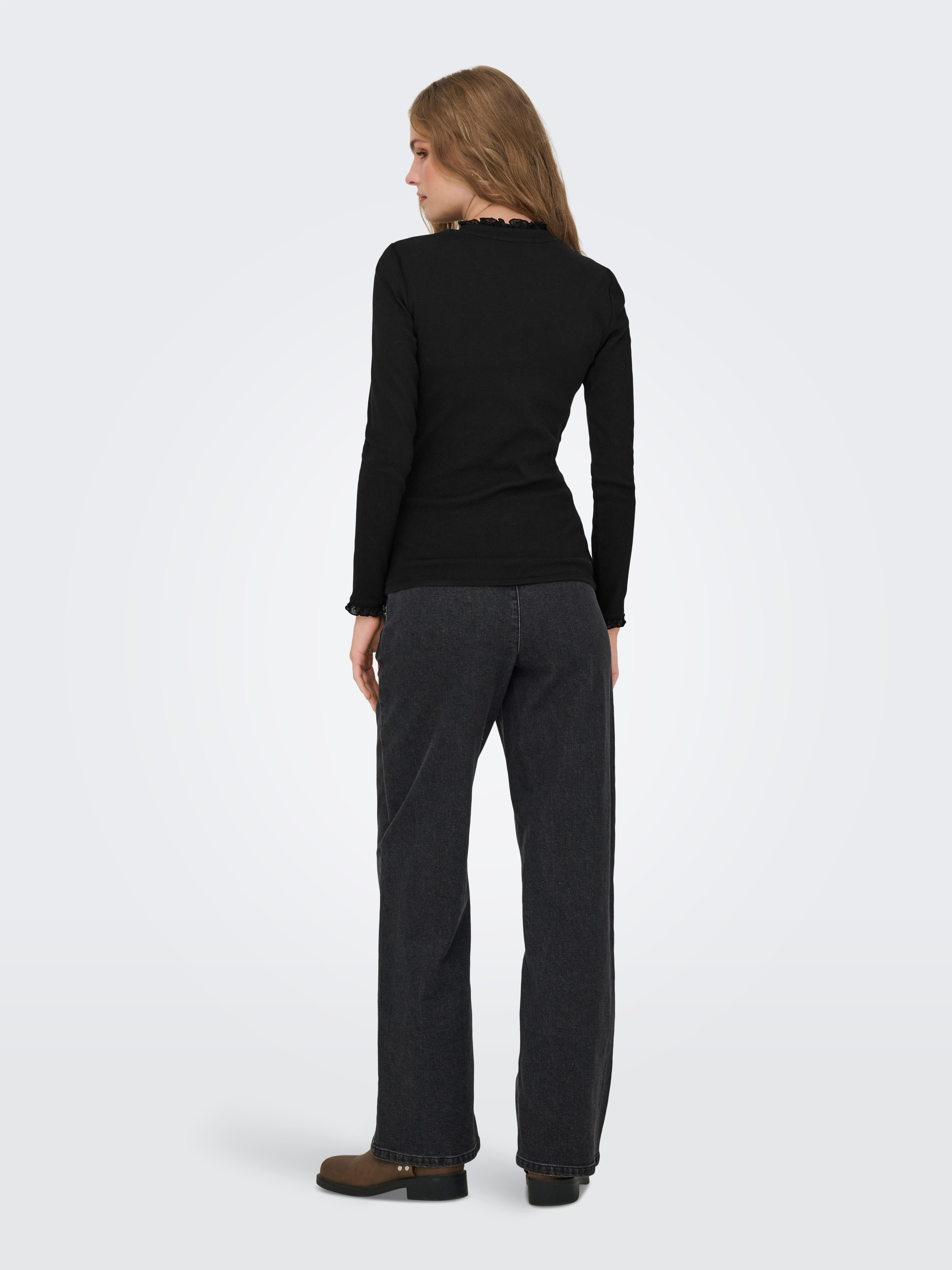 Only Shirt met lange mouwen ONLLESLIE L/S LACE MIX TOP JRS