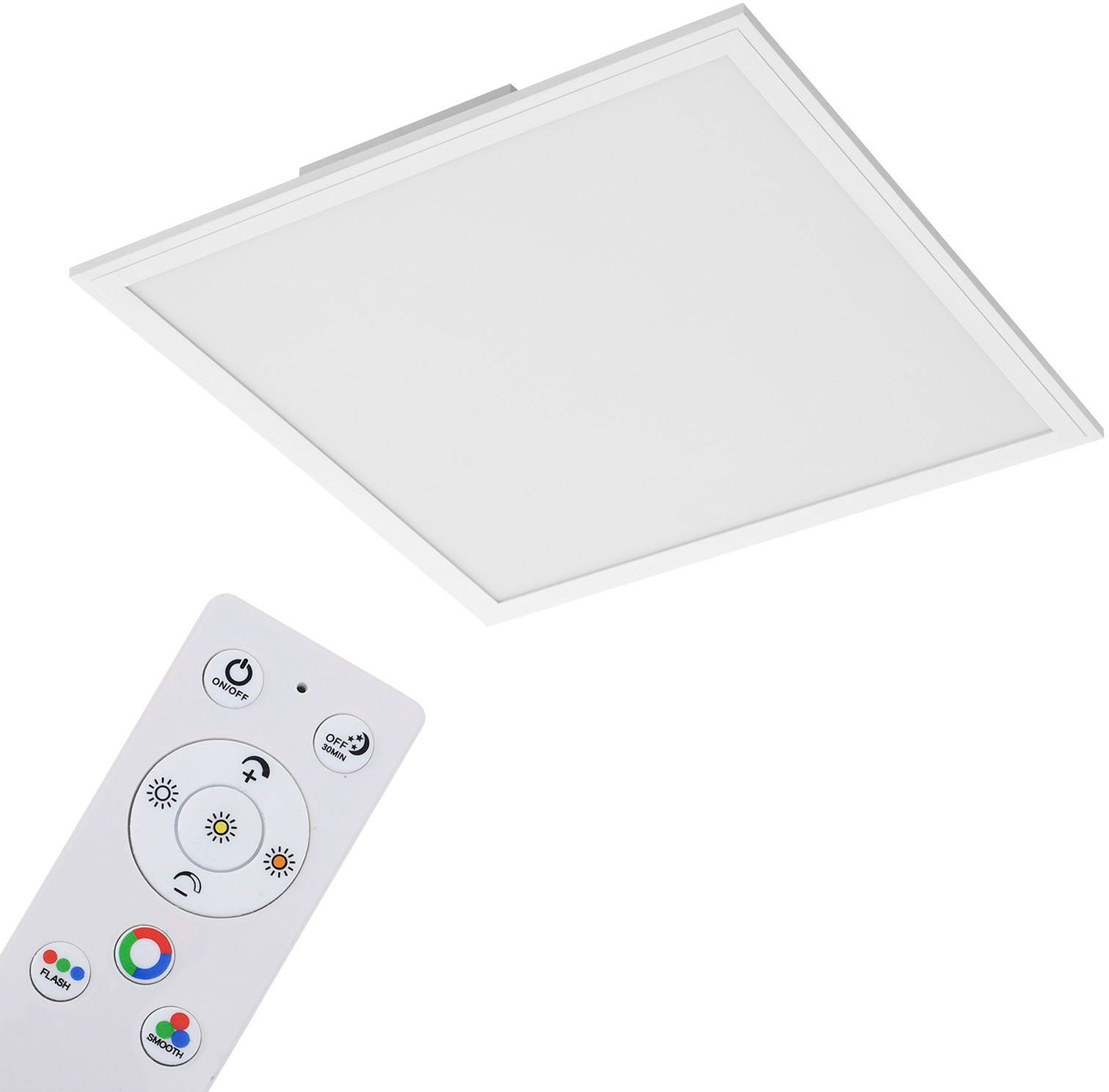 Briloner Leuchten Led-paneel 7152016 Colour Plafondlamp, 45x45x7 cm, wit, 24W, woonkamer, slaapkamer, keuken