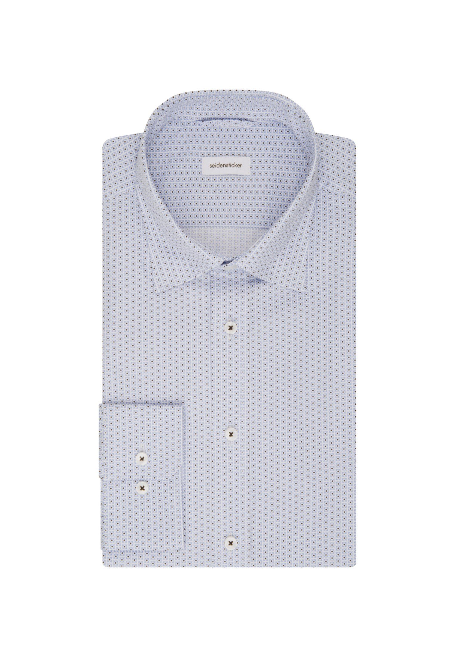 seidensticker Businessoverhemd Slim lange mouwen covered-button-downkraag print