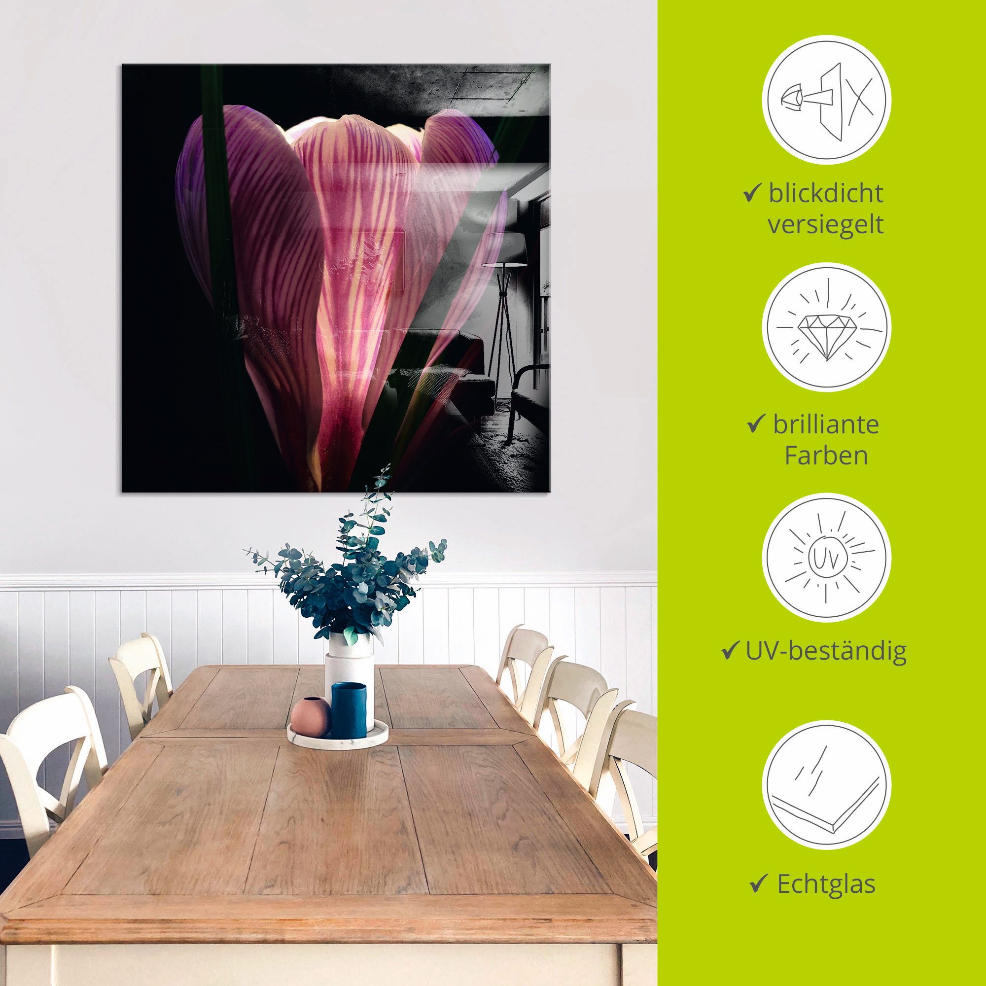 Artland Print op glas Verlicht in verschillende maten