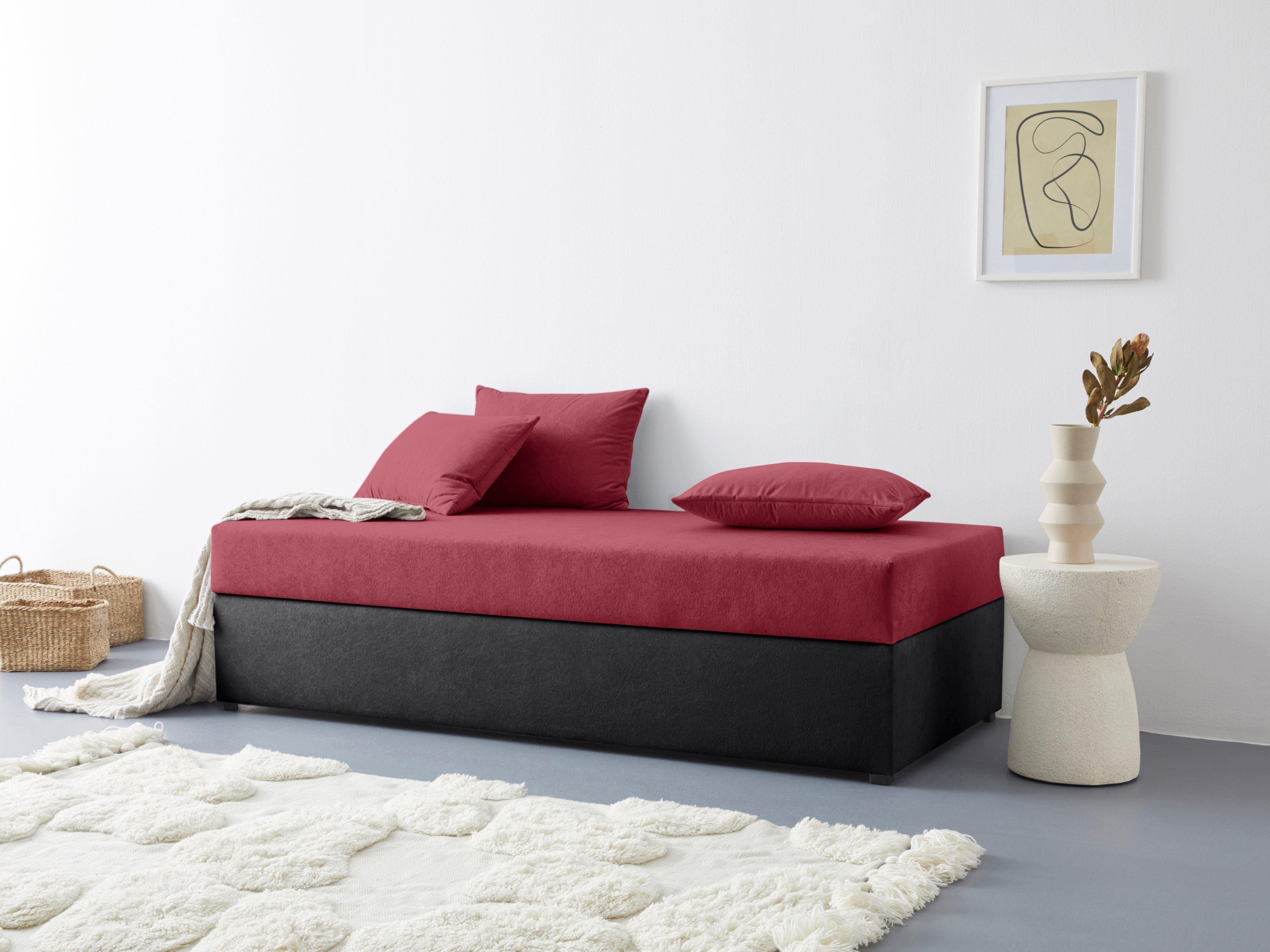 Maintal Bed Diana rood, slaapbanken, Breedte ligoppervlak: 93 cm, Lengte ligoppervlak: 203 cm