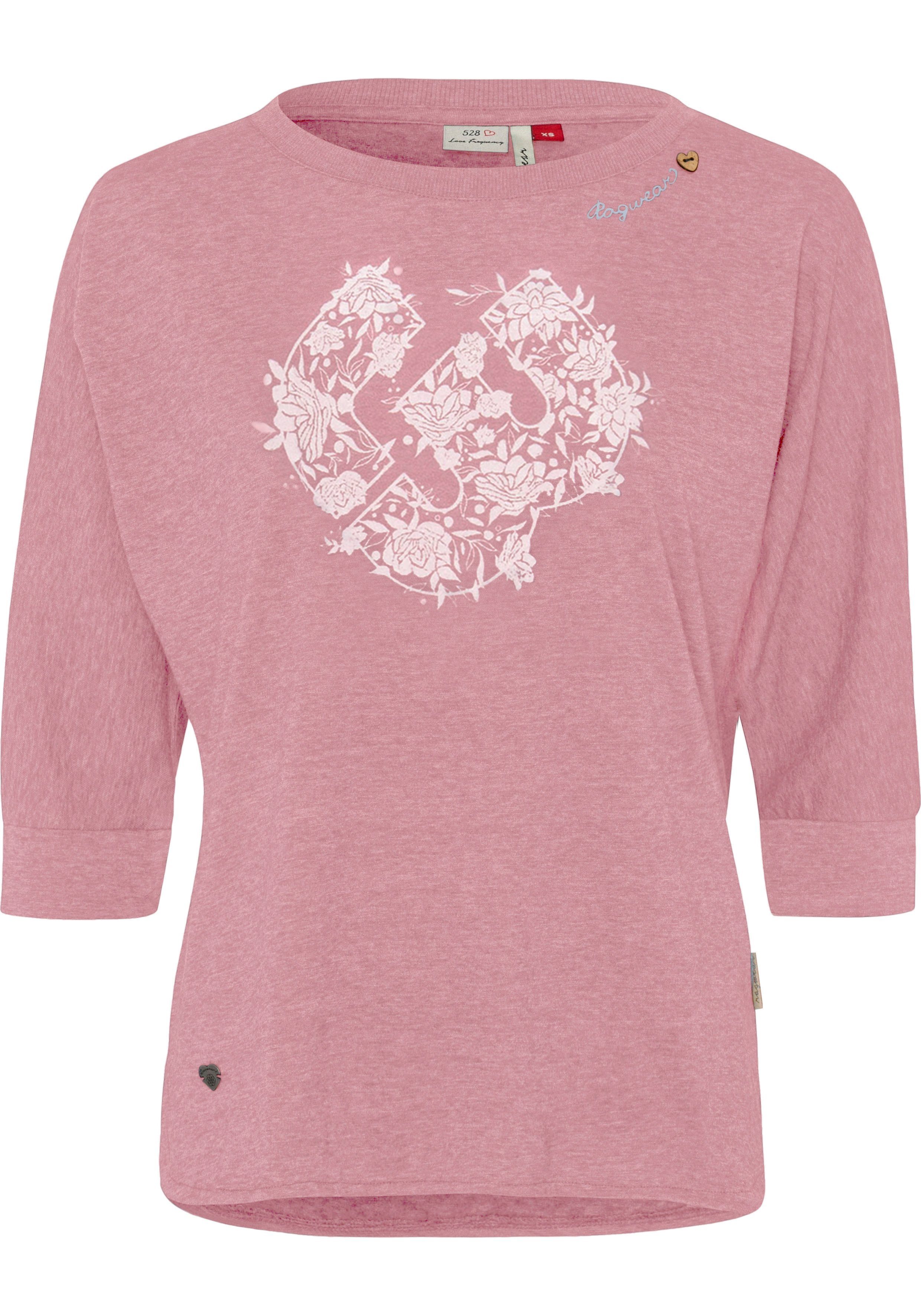 Ragwear Shirt met lange mouwen RAG Longsleeve SHIMONA O PRINTED met voorkantdruk en sierknop, achter langer gesneden